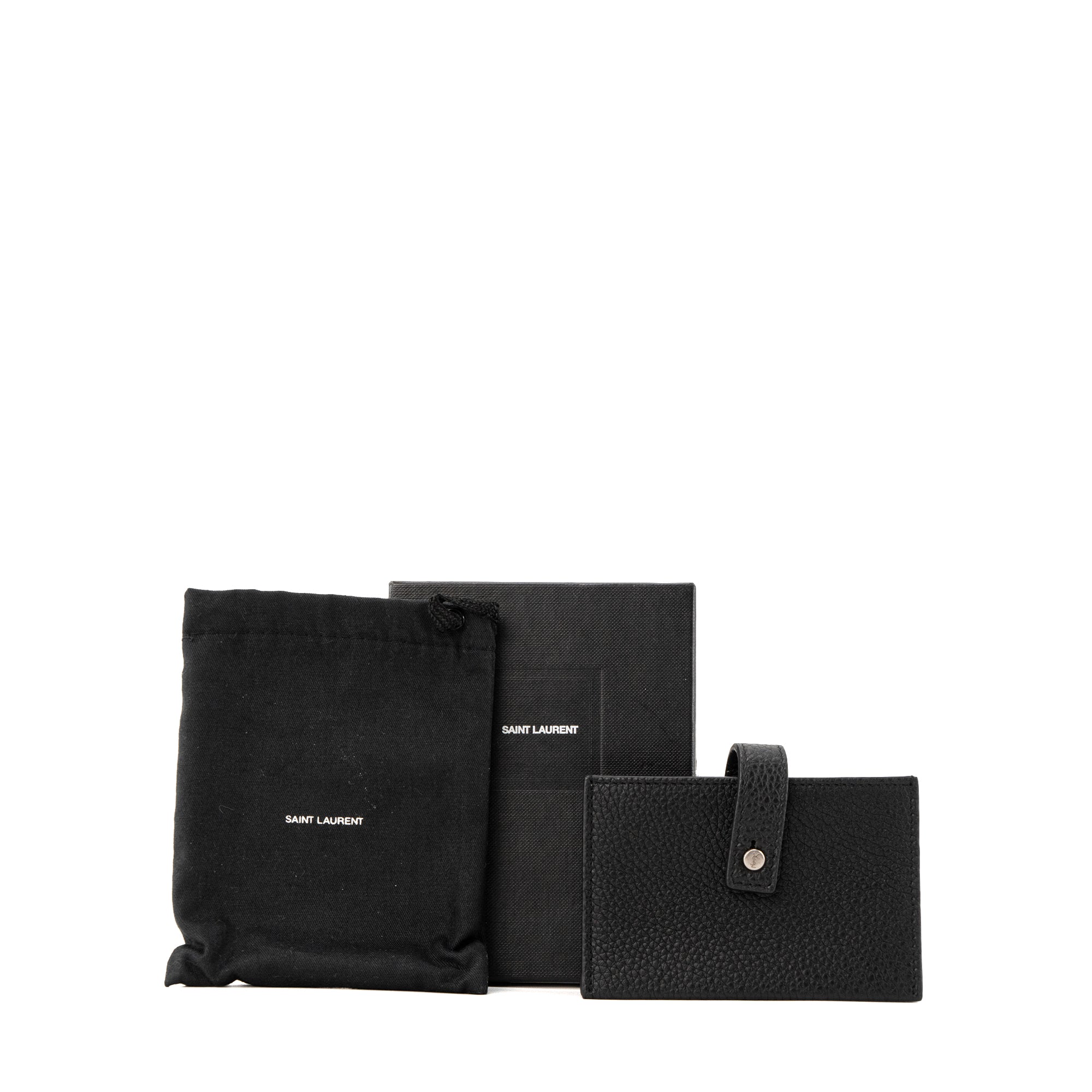 SAINT LAURENT - Porte-cartes Milo Saint Laurent en cuir grainé noir