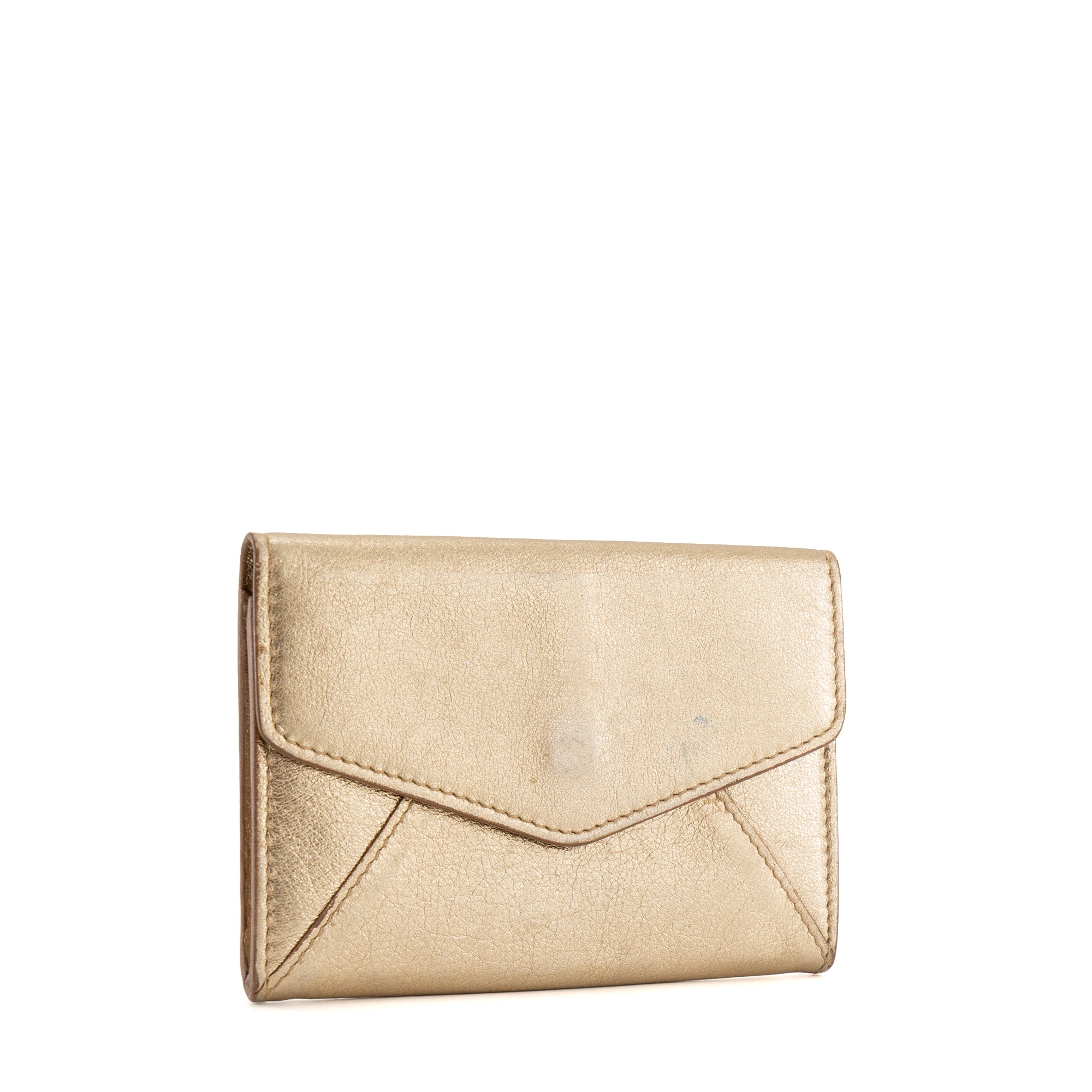 SAINT LAURENT - Porte cartes Y-mails Saint Laurent en cuir métallisé doré