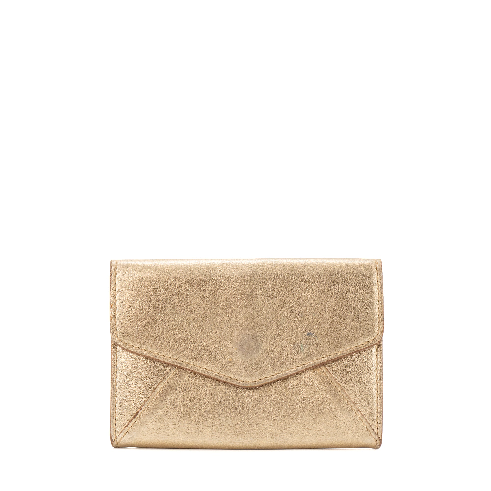 SAINT LAURENT - Porte cartes Y-mails Saint Laurent en cuir métallisé doré