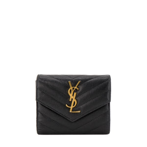 SAINT LAURENT - Porte-monnaie Cassandre Saint Laurent en cuir grainé noir