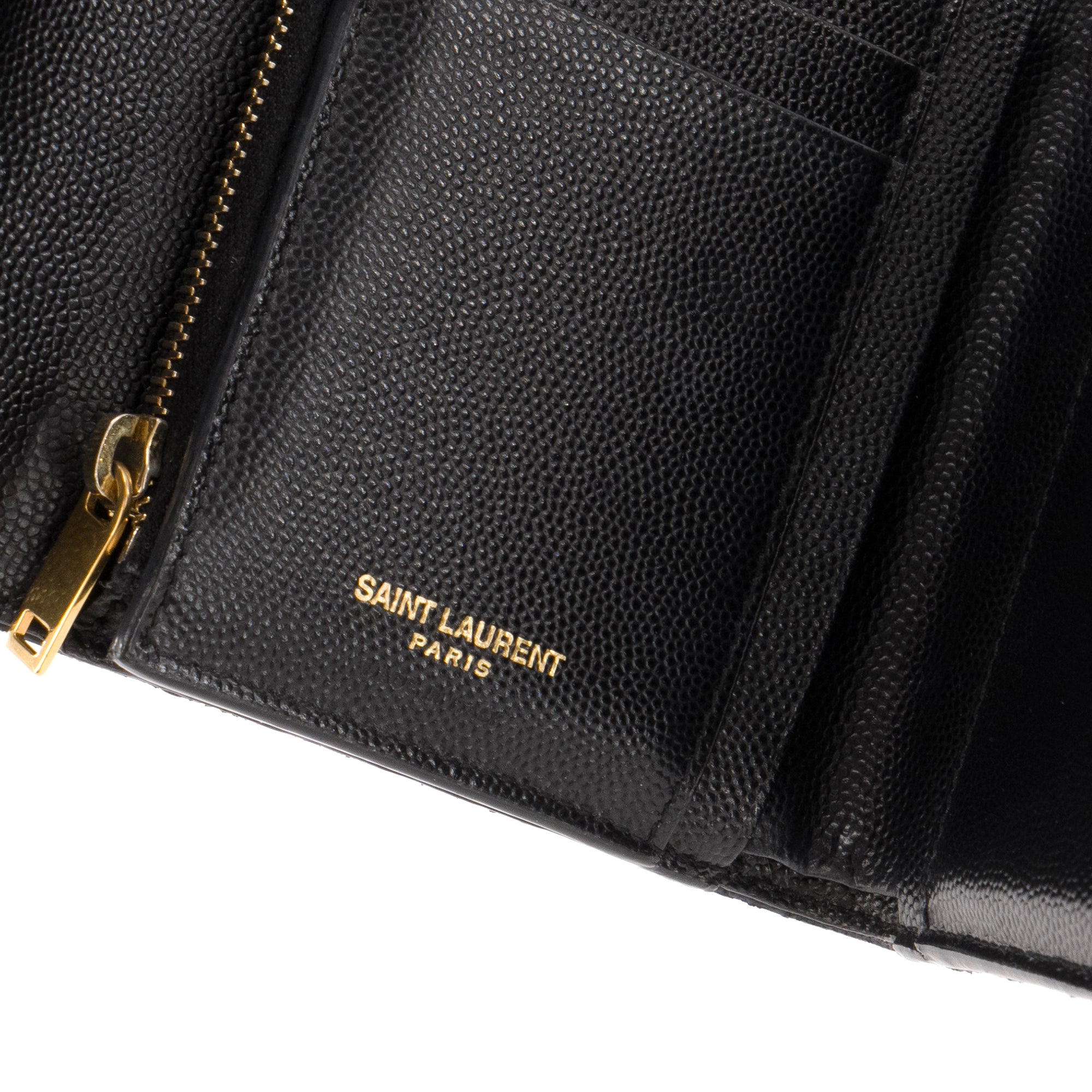 SAINT LAURENT - Porte-monnaie Cassandre Saint Laurent en cuir grainé noir