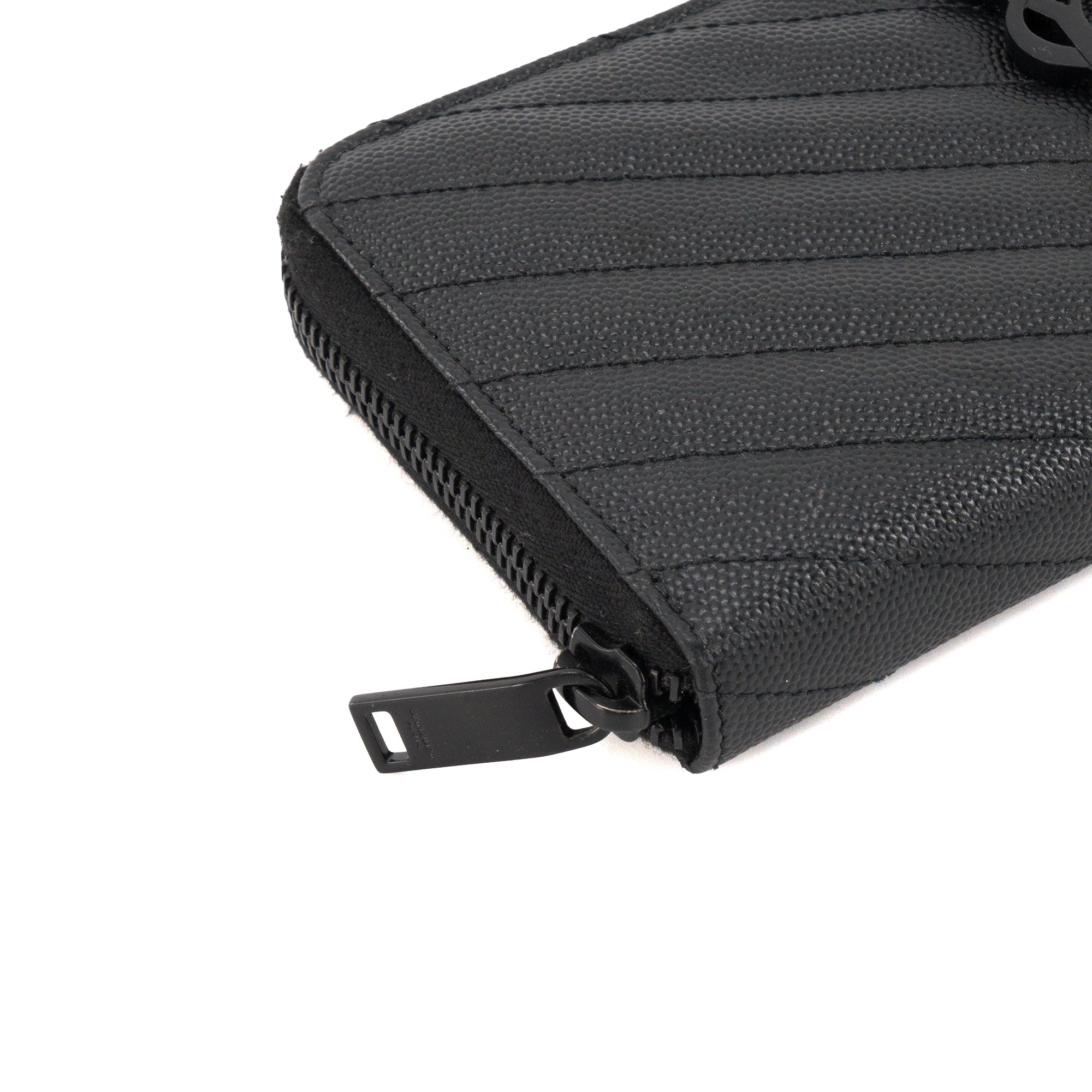 SAINT LAURENT - Portefeuille Cassandre GM Saint Laurent en cuir grainé so black