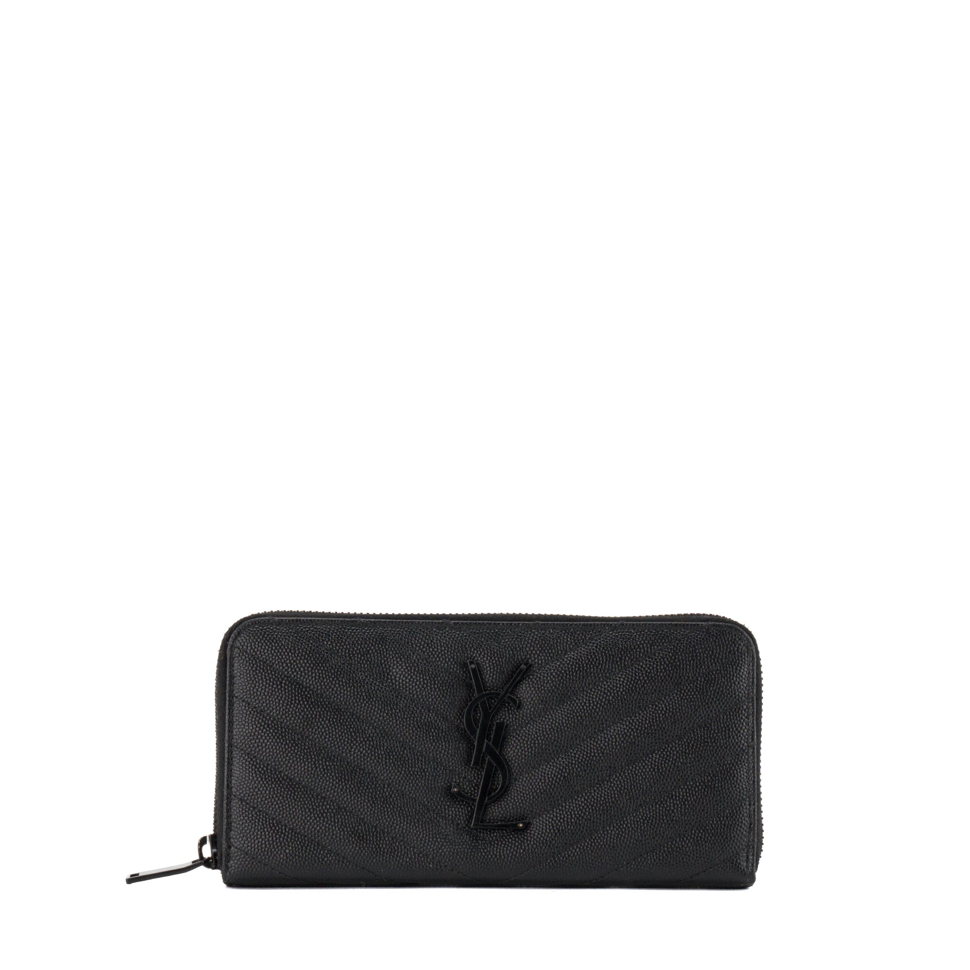 SAINT LAURENT - Portefeuille Cassandre GM Saint Laurent en cuir grainé so black
