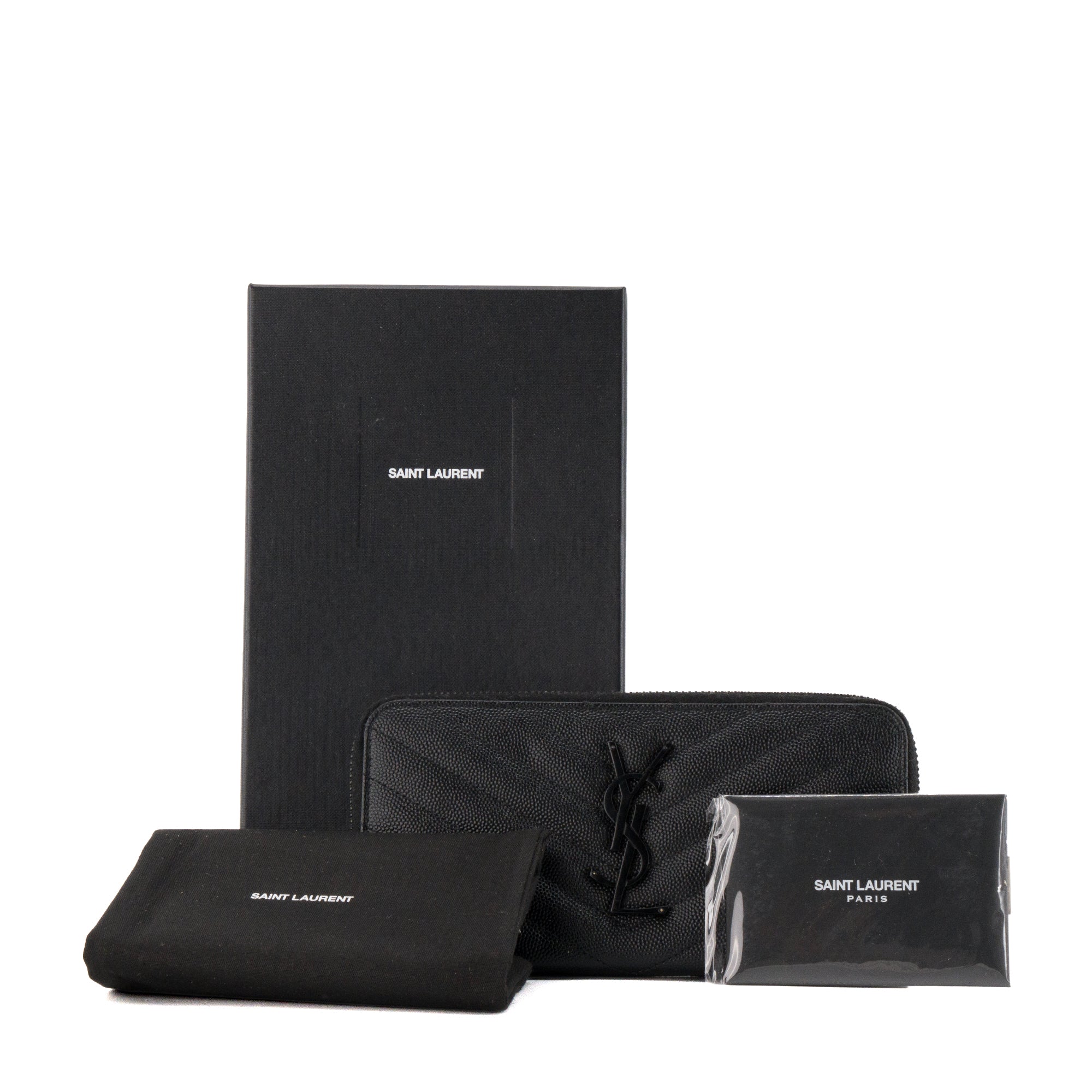 SAINT LAURENT - Portefeuille Cassandre GM Saint Laurent en cuir grainé so black