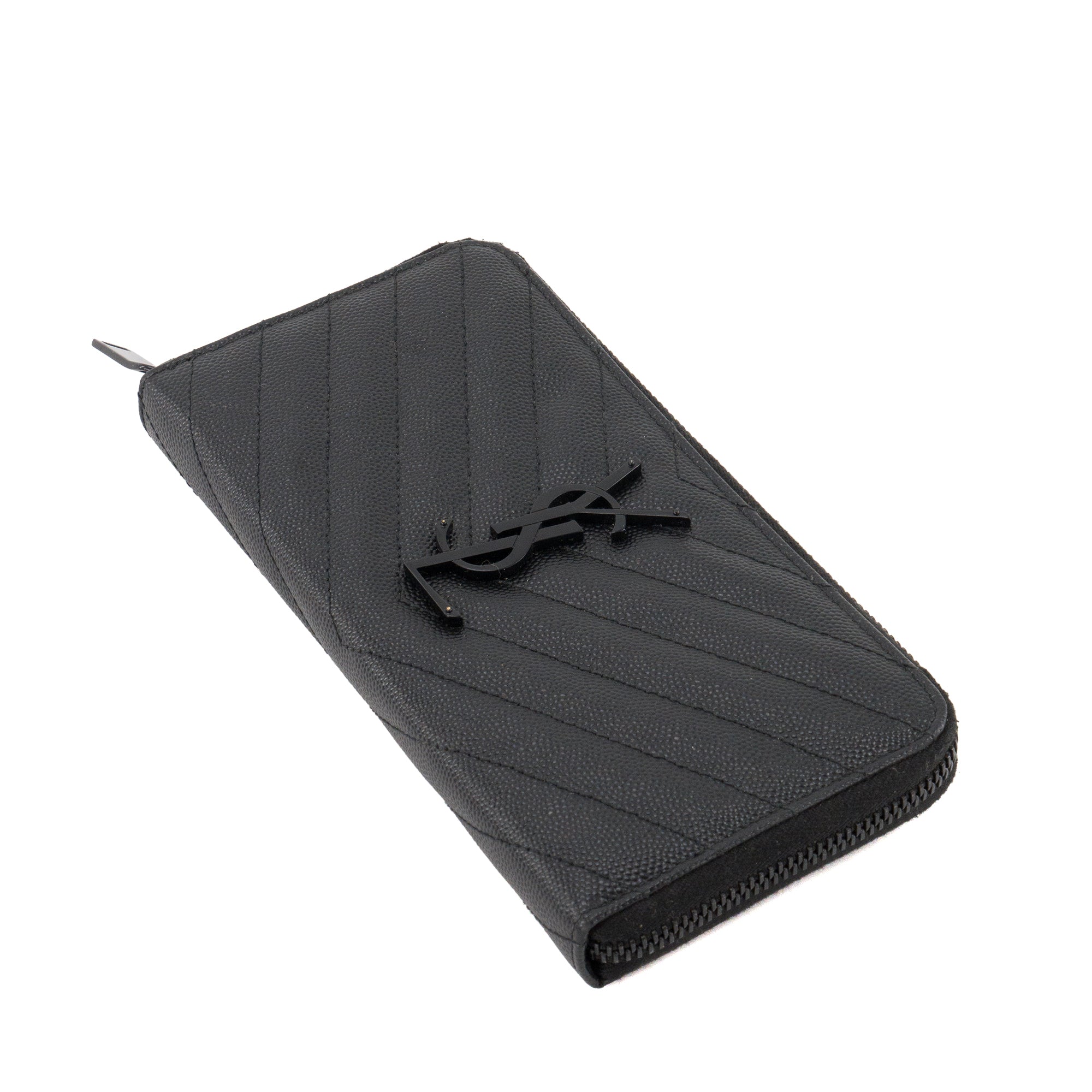 SAINT LAURENT - Portefeuille Cassandre GM Saint Laurent en cuir grainé so black