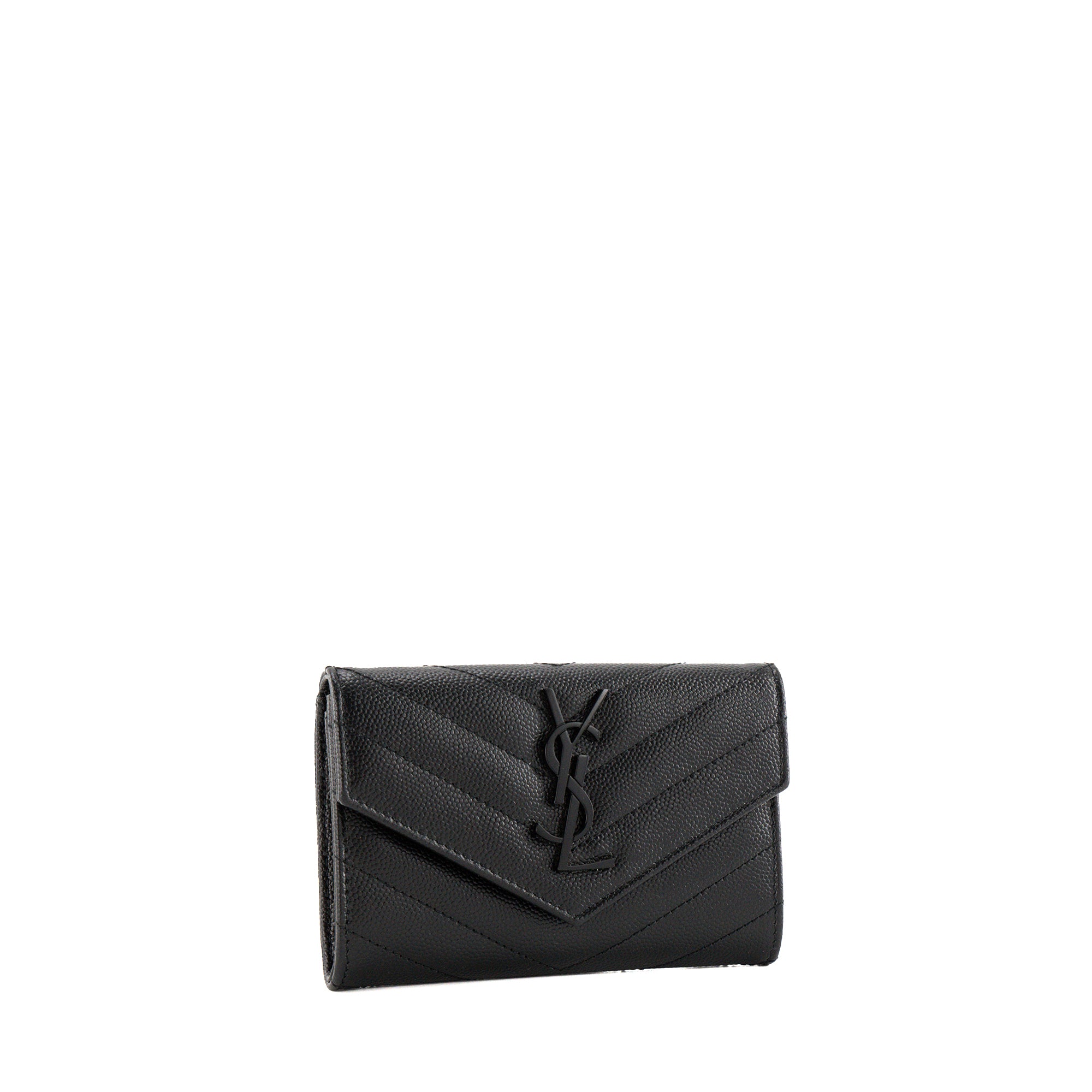 SAINT LAURENT - Portefeuille Cassandre Saint Laurent en cuir grainé full black