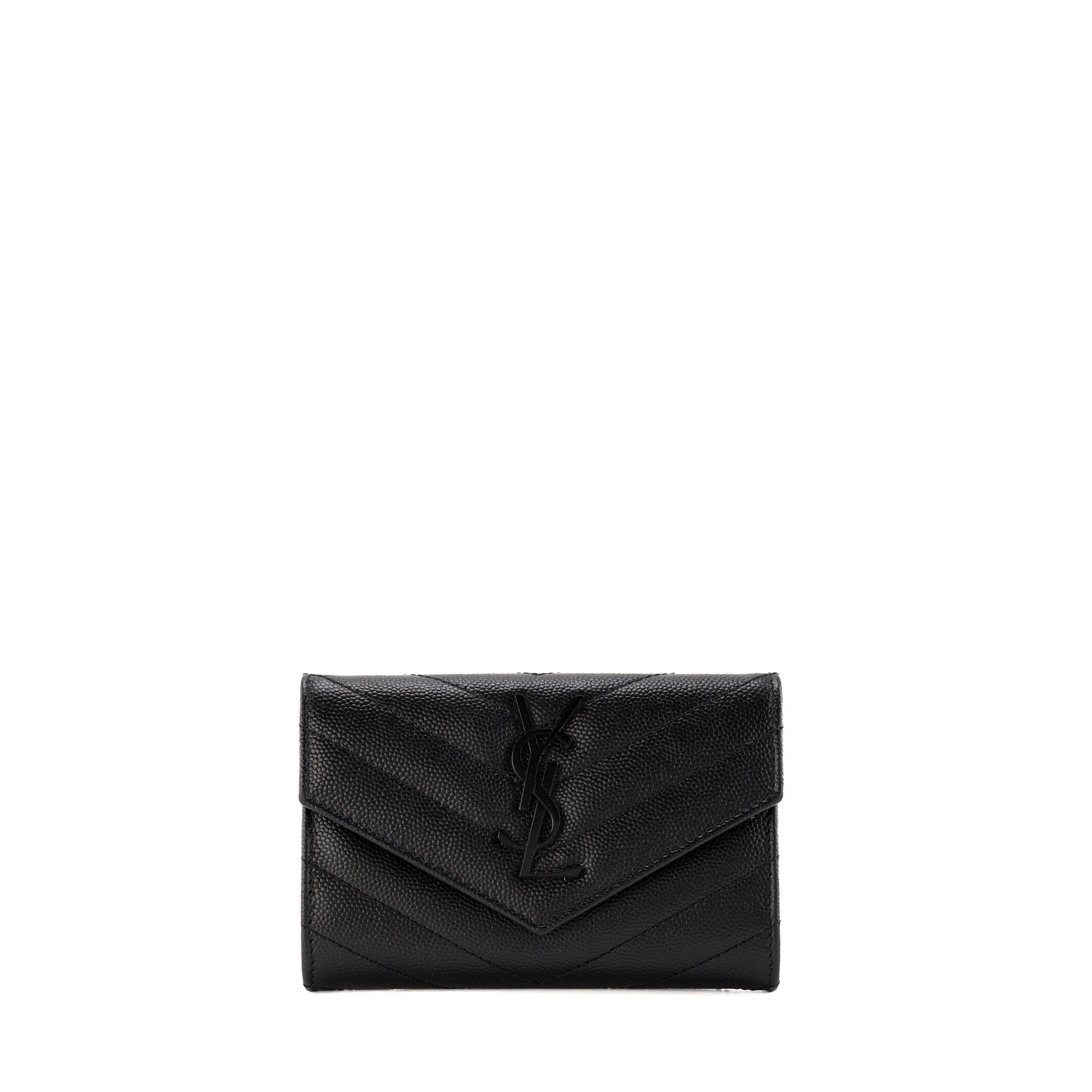 SAINT LAURENT - Portefeuille Cassandre Saint Laurent en cuir grainé full black