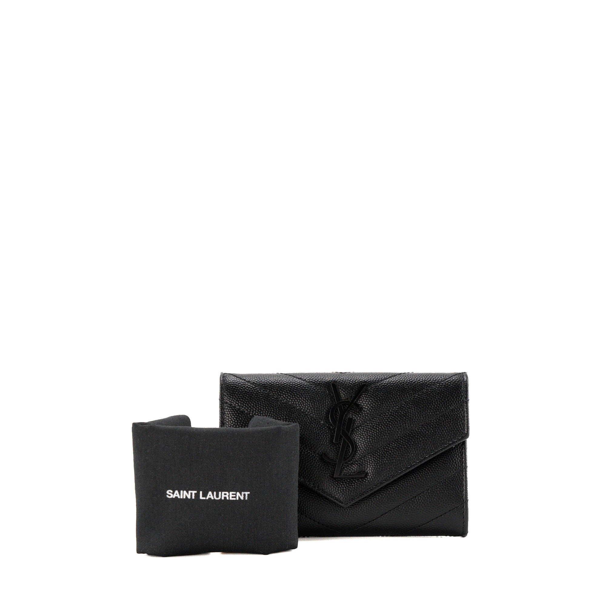 SAINT LAURENT - Portefeuille Cassandre Saint Laurent en cuir grainé full black