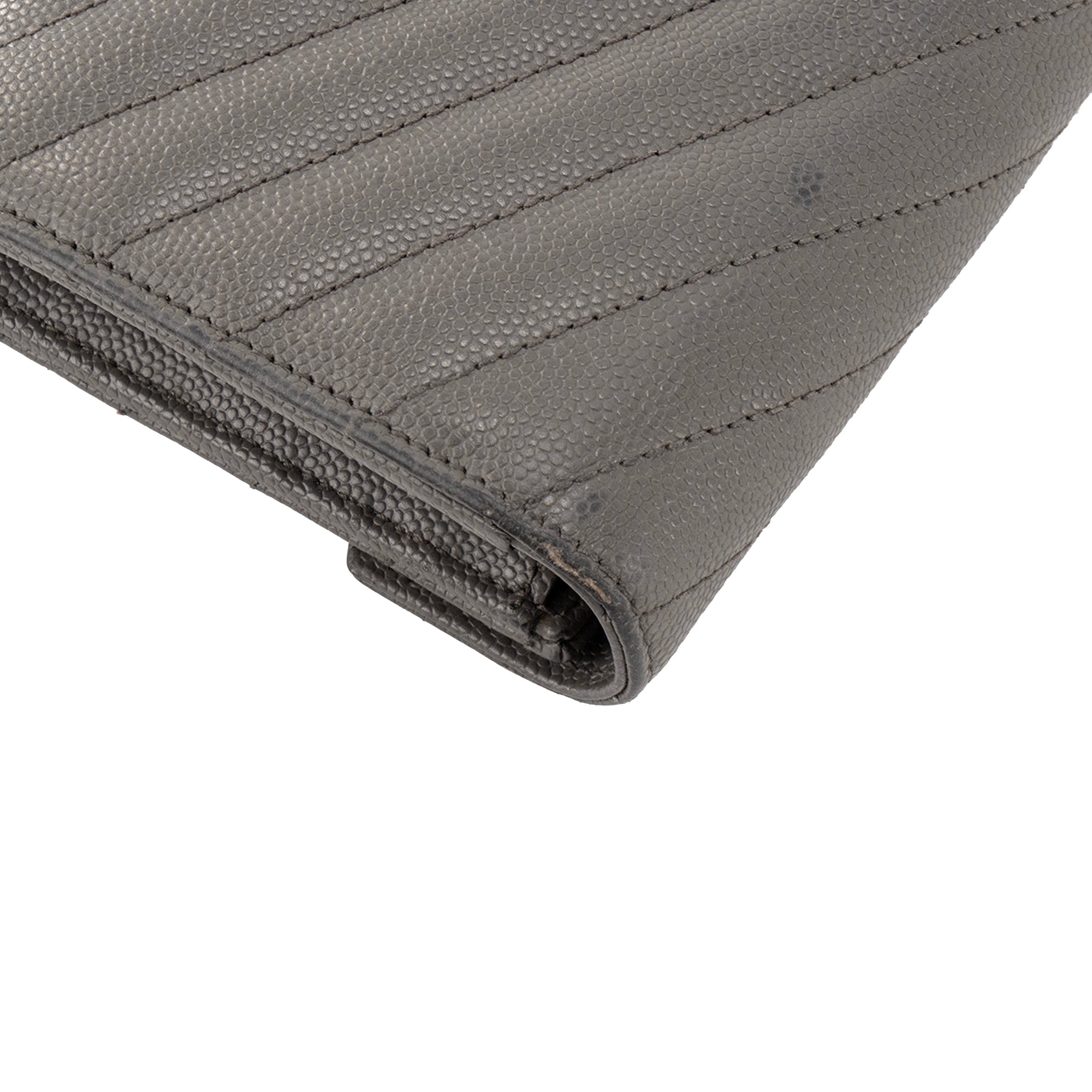 SAINT LAURENT - Portefeuille Cassandre Saint Laurent en cuir grainé gris