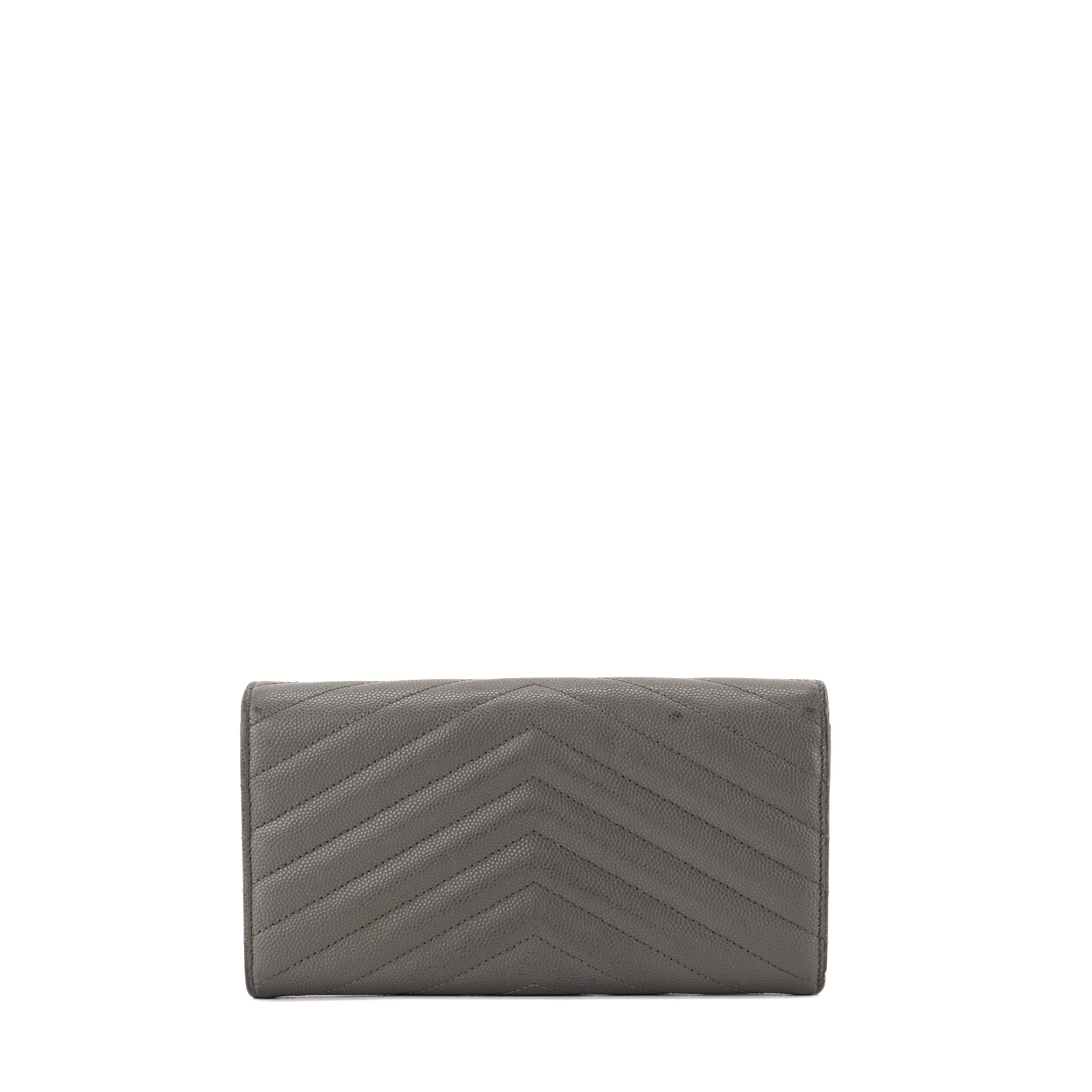 SAINT LAURENT - Portefeuille Cassandre Saint Laurent en cuir grainé gris