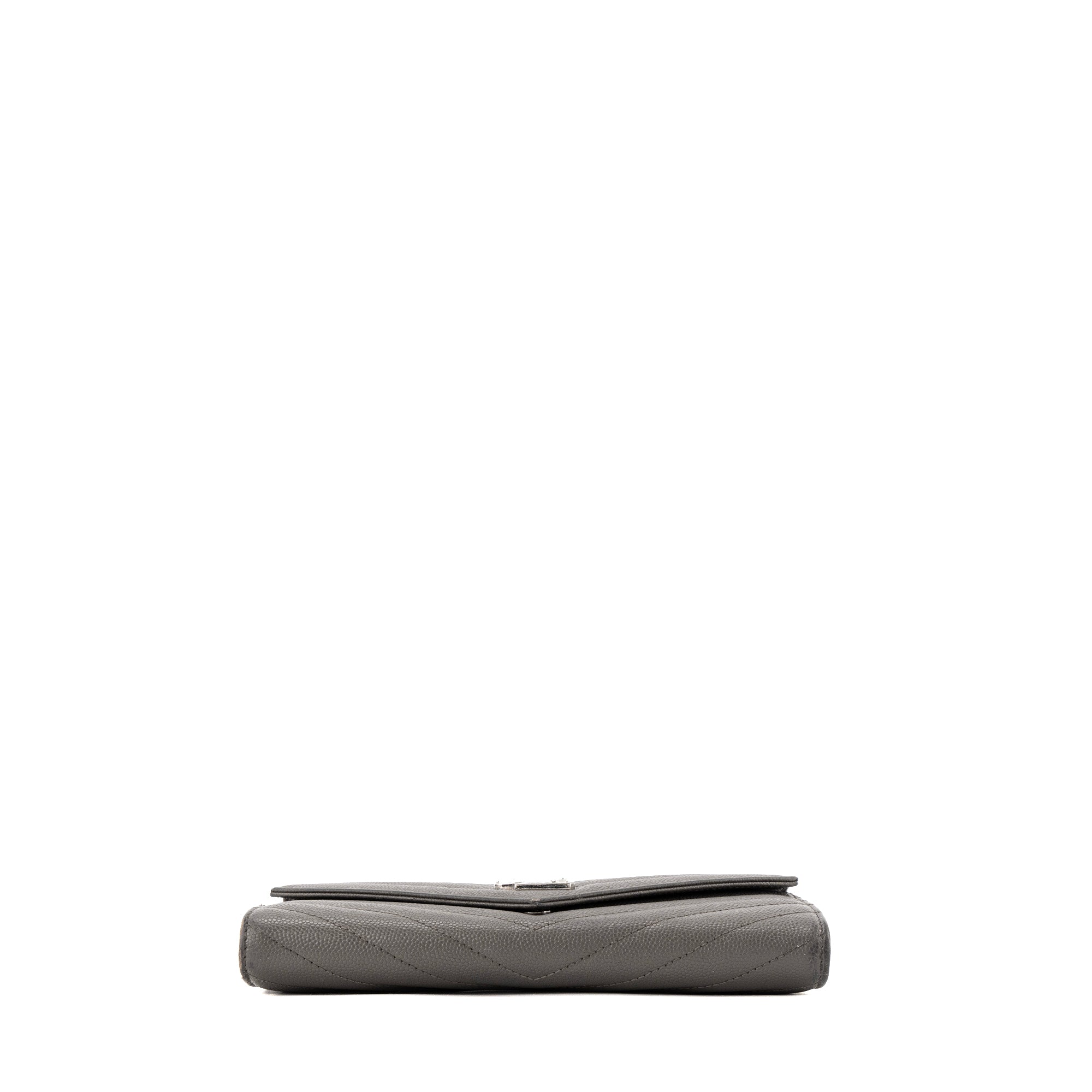 SAINT LAURENT - Portefeuille Cassandre Saint Laurent en cuir grainé gris