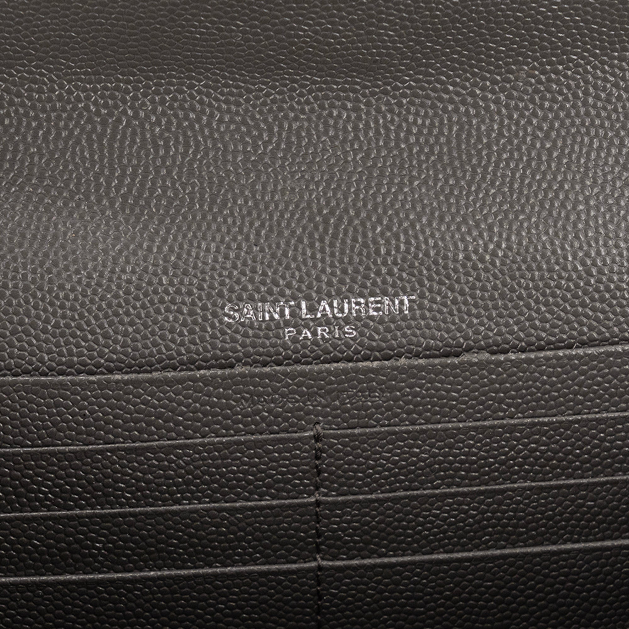 SAINT LAURENT - Portefeuille Cassandre Saint Laurent en cuir grainé gris