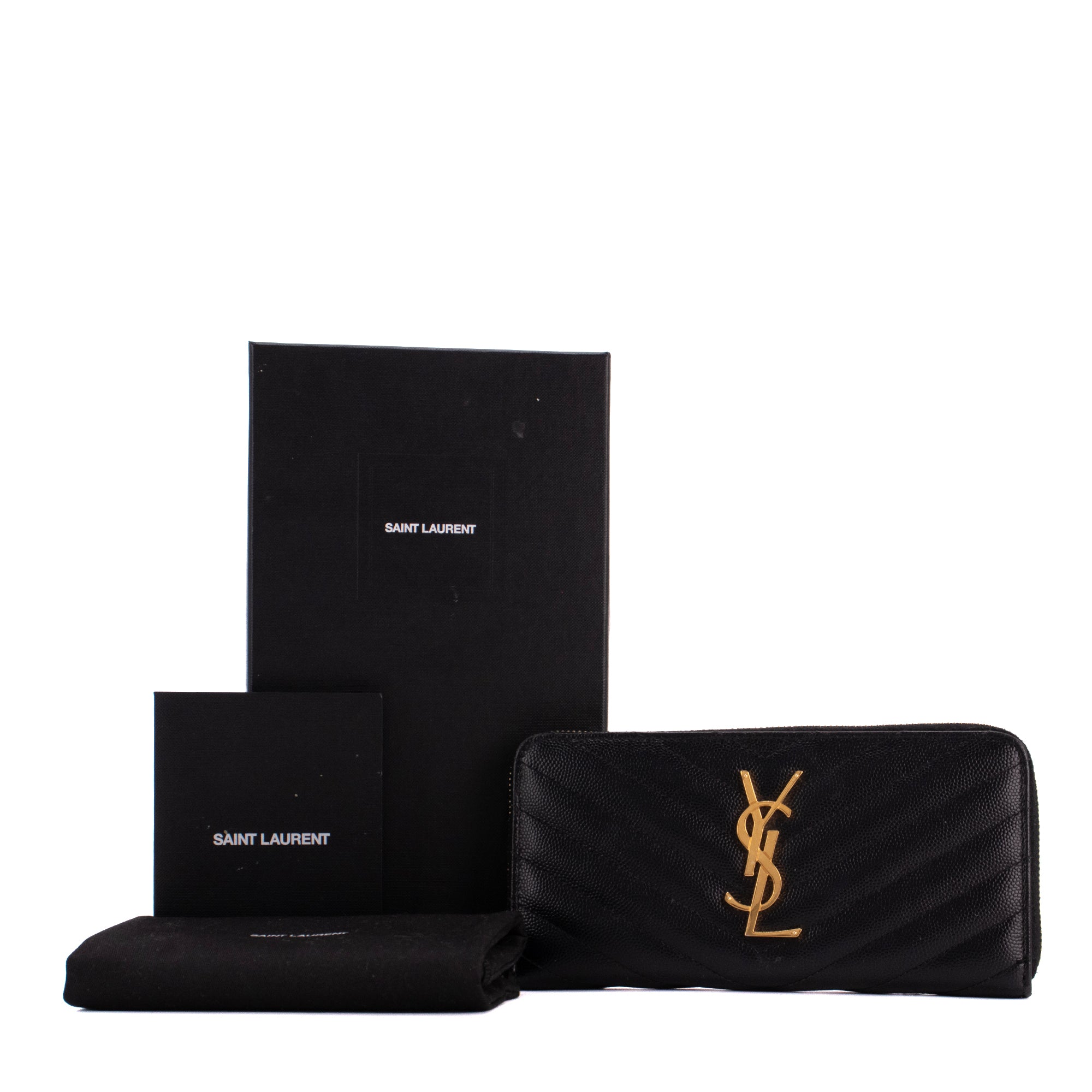 SAINT LAURENT - Portefeuille Cassandre Saint Laurent en cuir grainé noir