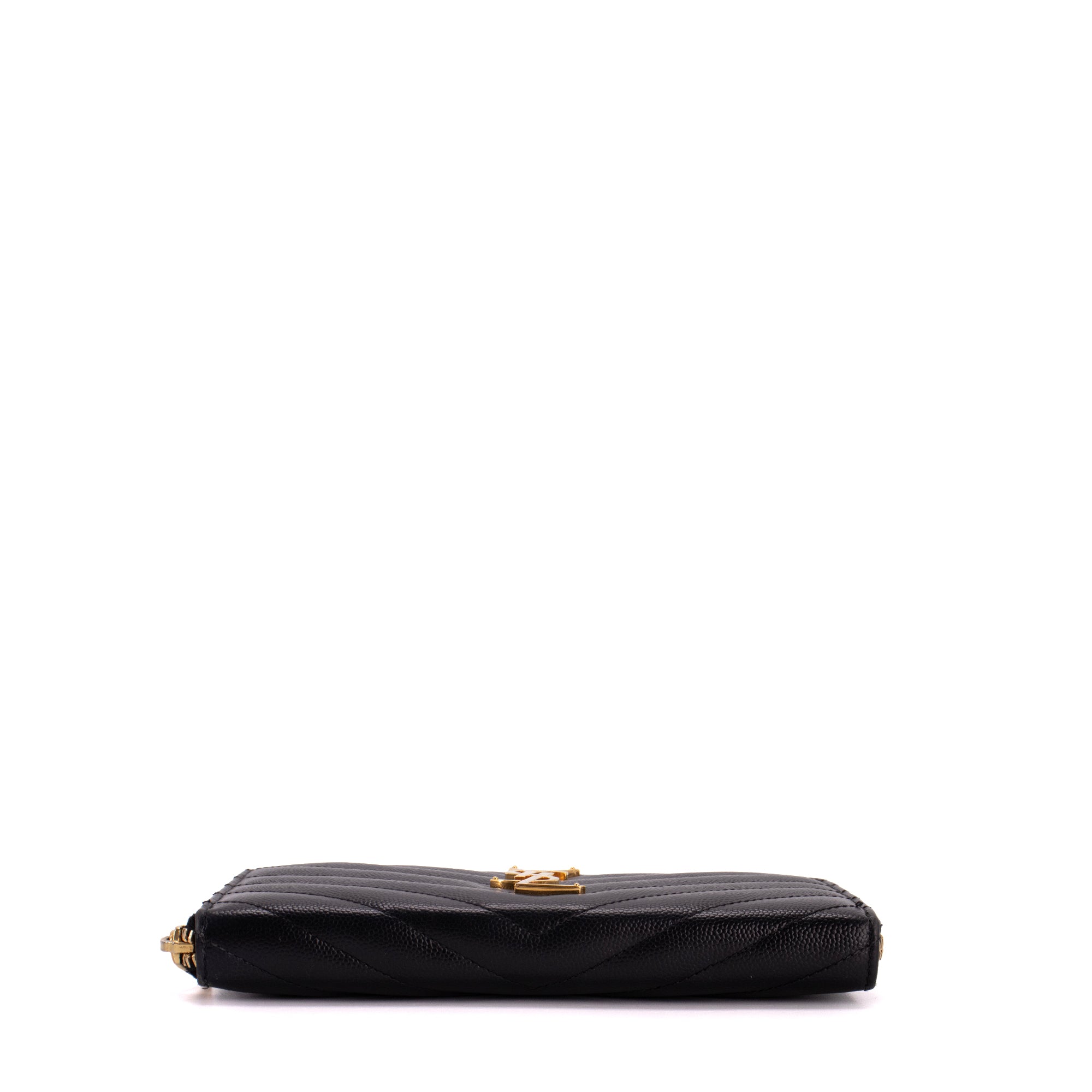 SAINT LAURENT - Portefeuille Cassandre Saint Laurent en cuir grainé noir