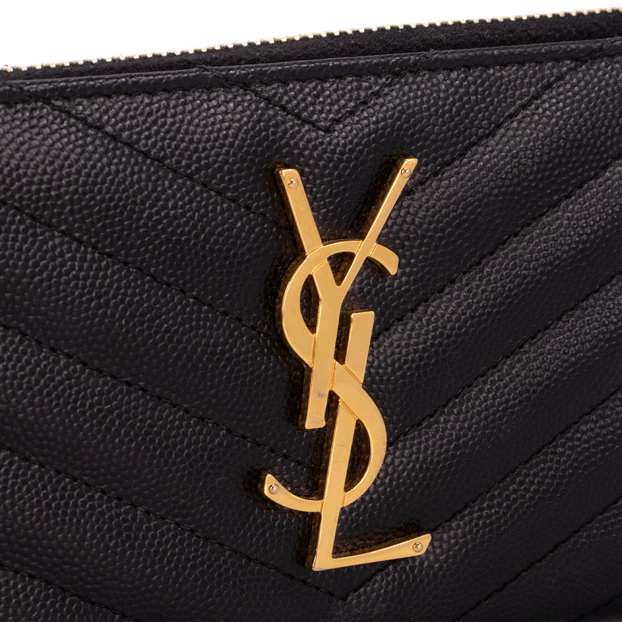 SAINT LAURENT - Portefeuille Cassandre Saint Laurent en cuir grainé noir