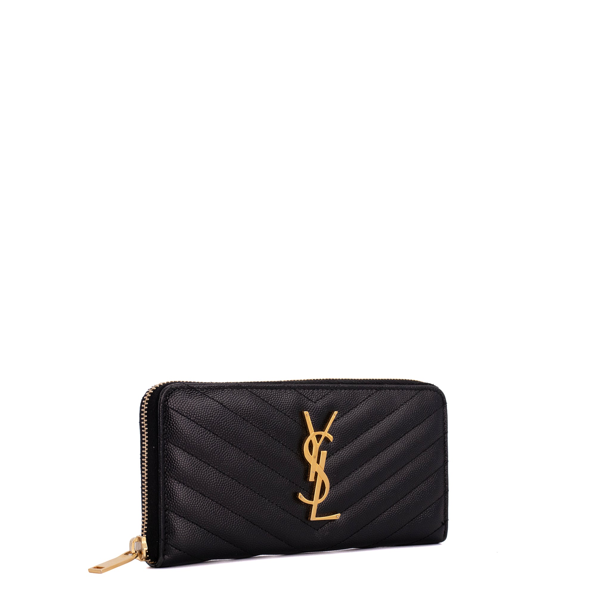 SAINT LAURENT - Portefeuille Cassandre Saint Laurent en cuir grainé noir