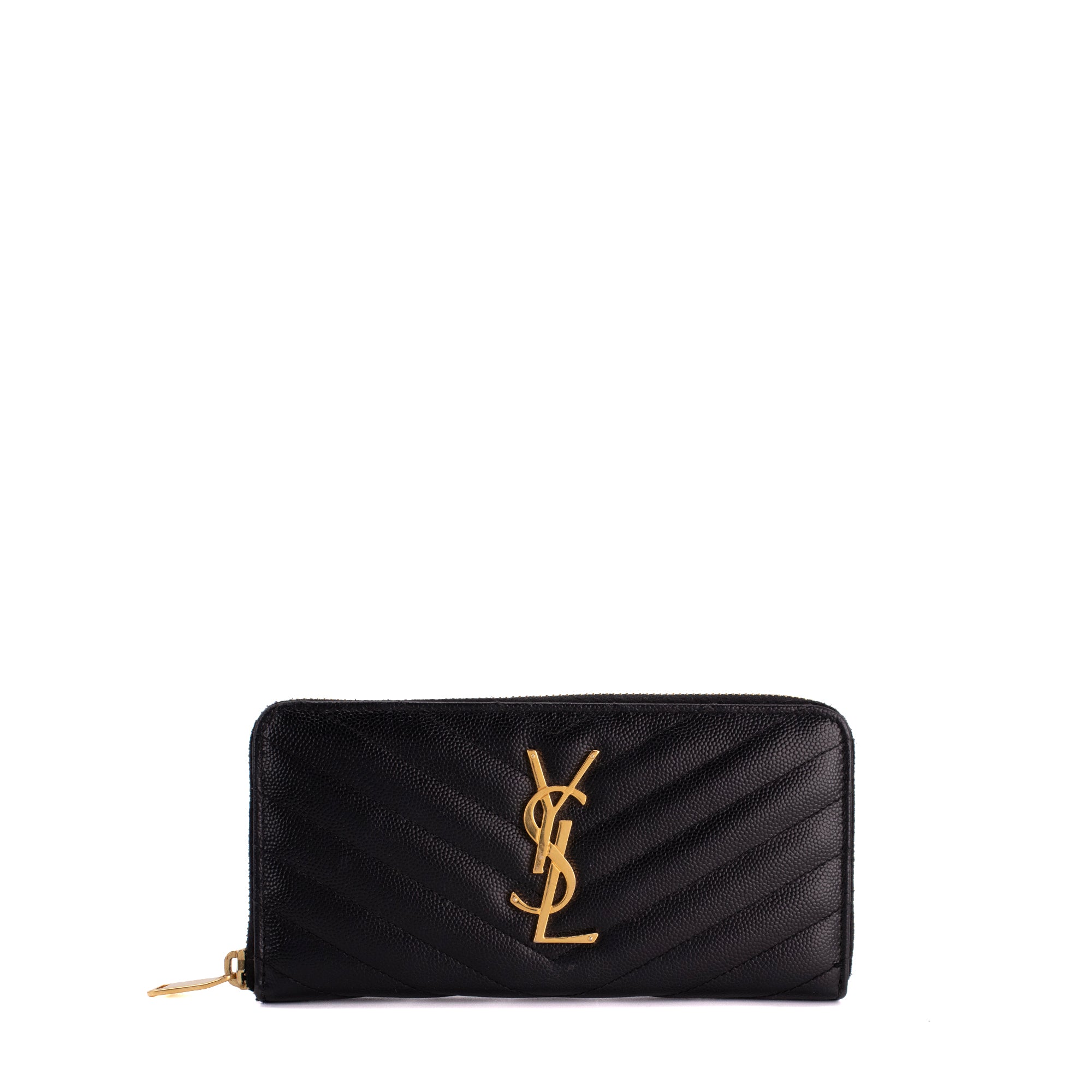 SAINT LAURENT - Portefeuille Cassandre Saint Laurent en cuir grainé noir