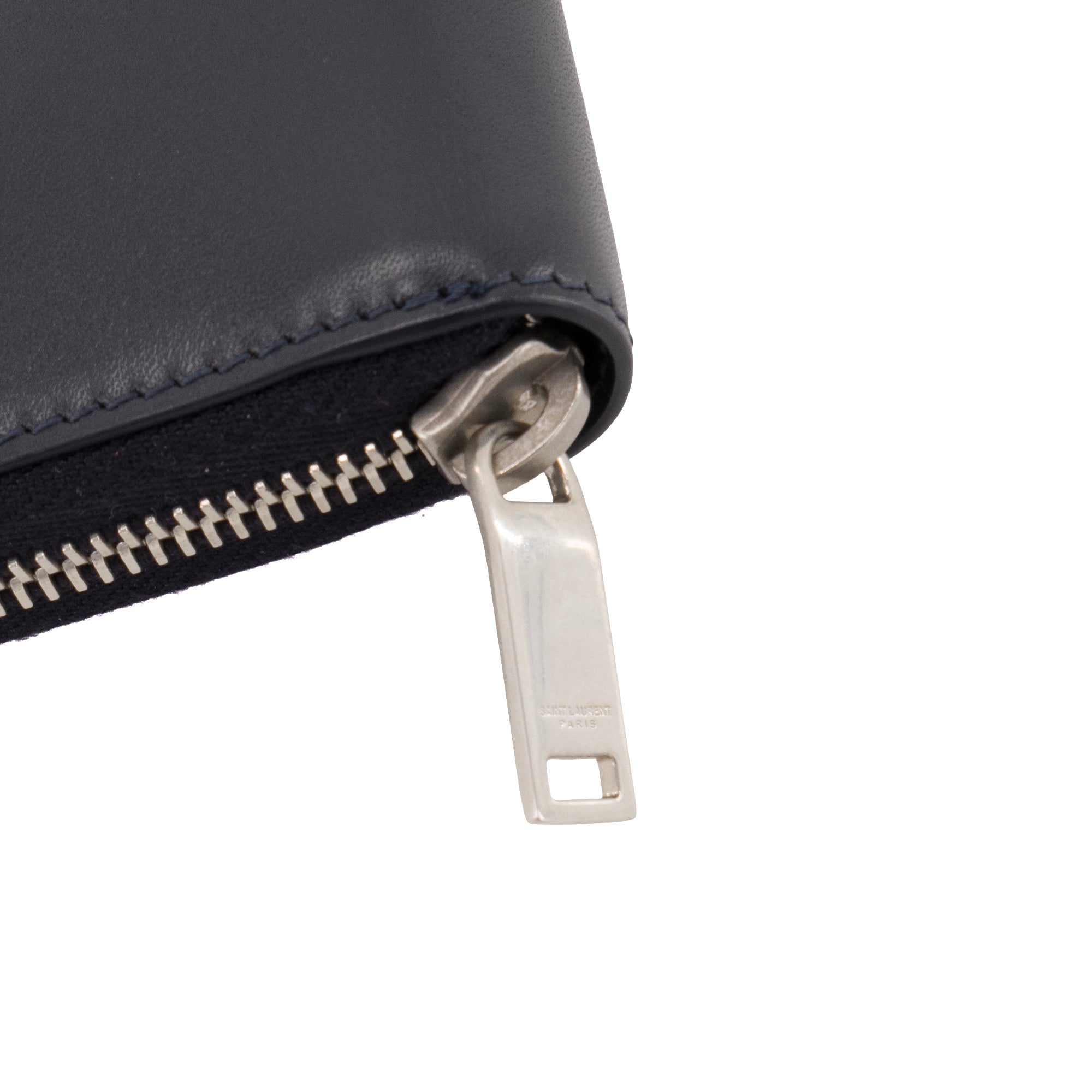 SAINT LAURENT - Portefeuille Cassandre Saint Laurent en cuir lisse bleu marine