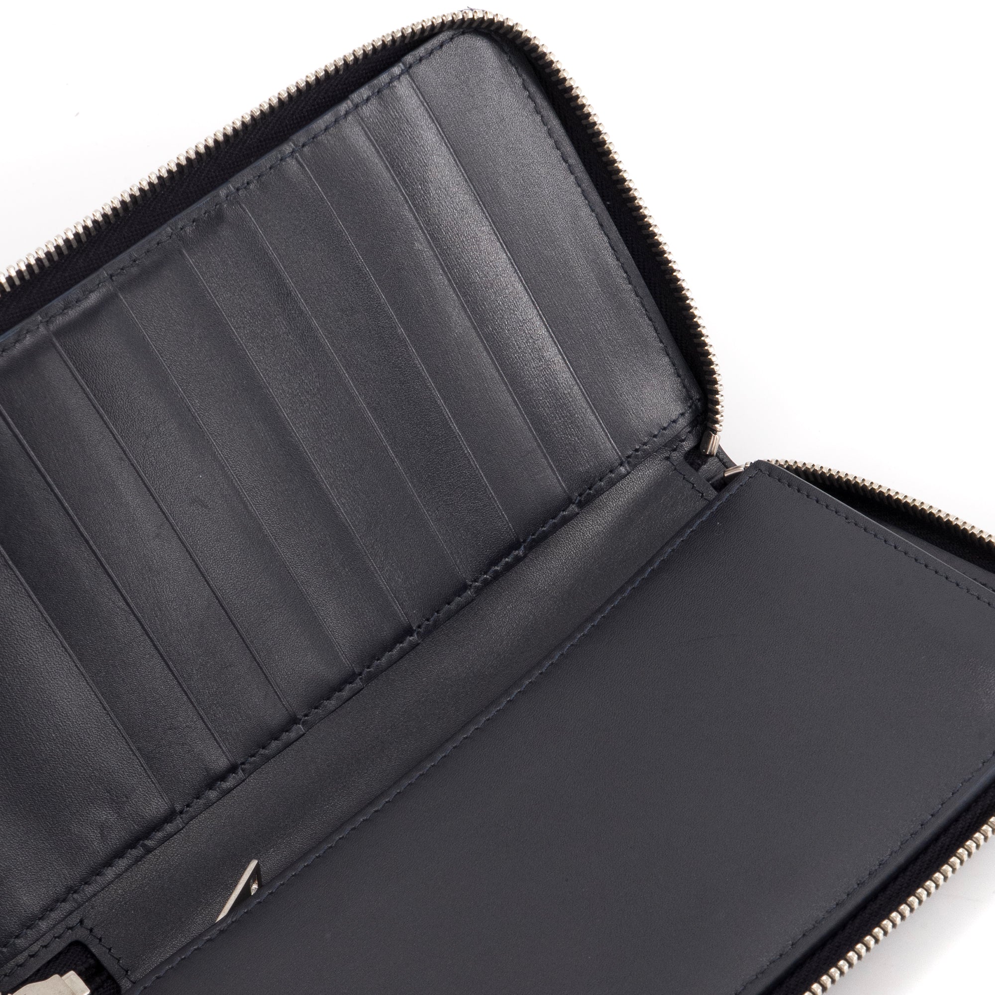 SAINT LAURENT - Portefeuille Cassandre Saint Laurent en cuir lisse bleu marine