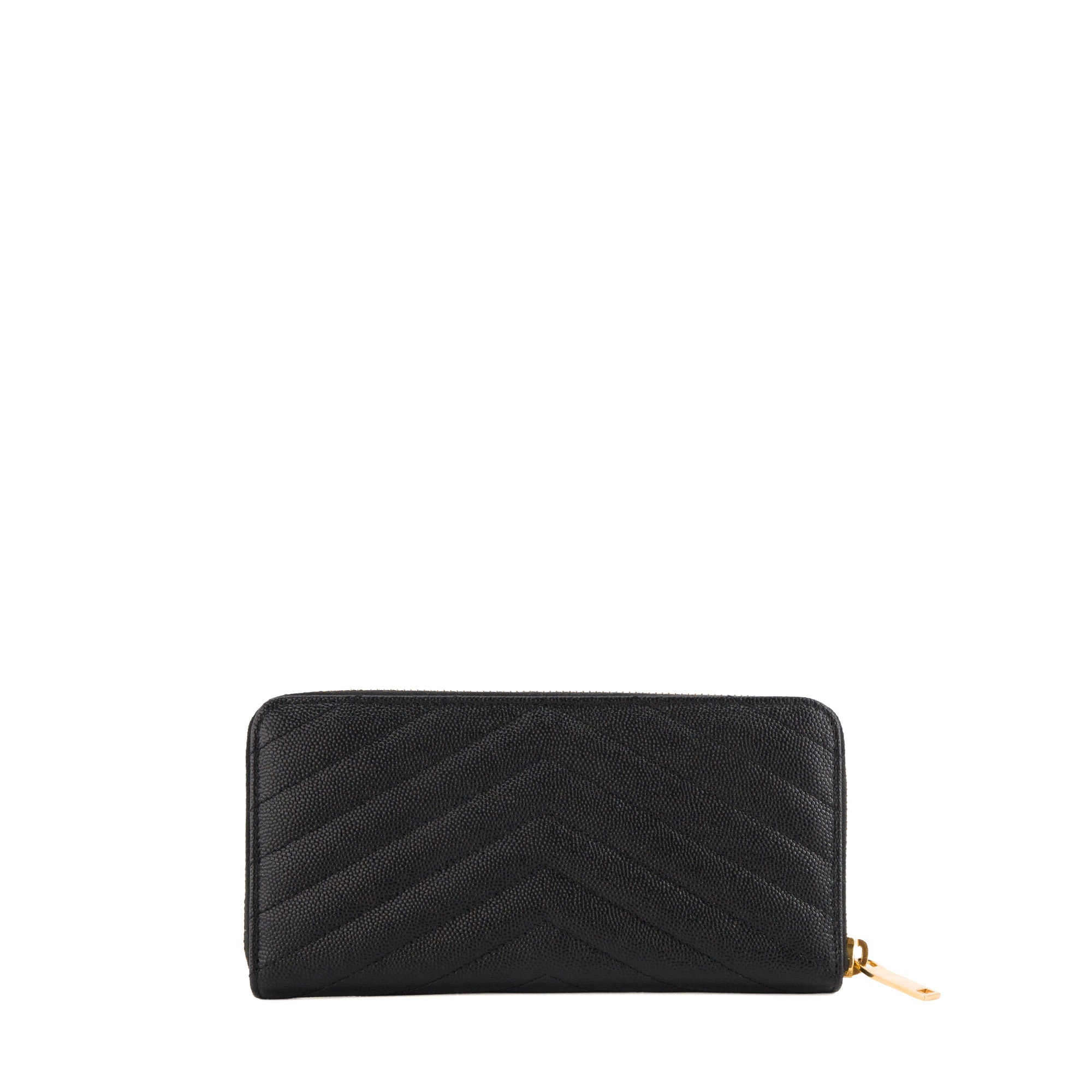 SAINT LAURENT - Portefeuille Cassandre Zip Saint Laurent en cuir grainé noir