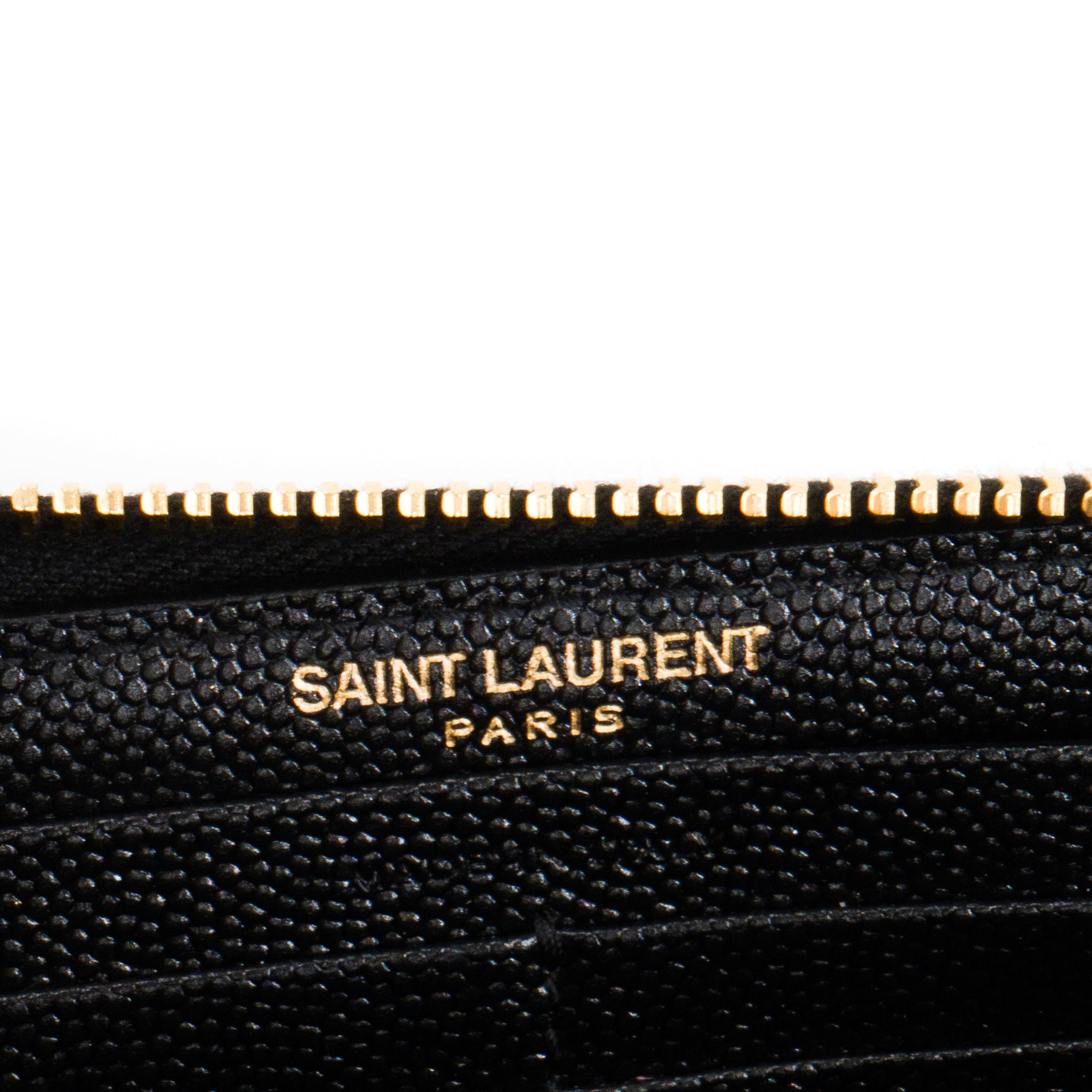 SAINT LAURENT - Portefeuille Cassandre Zip Saint Laurent en cuir grainé noir