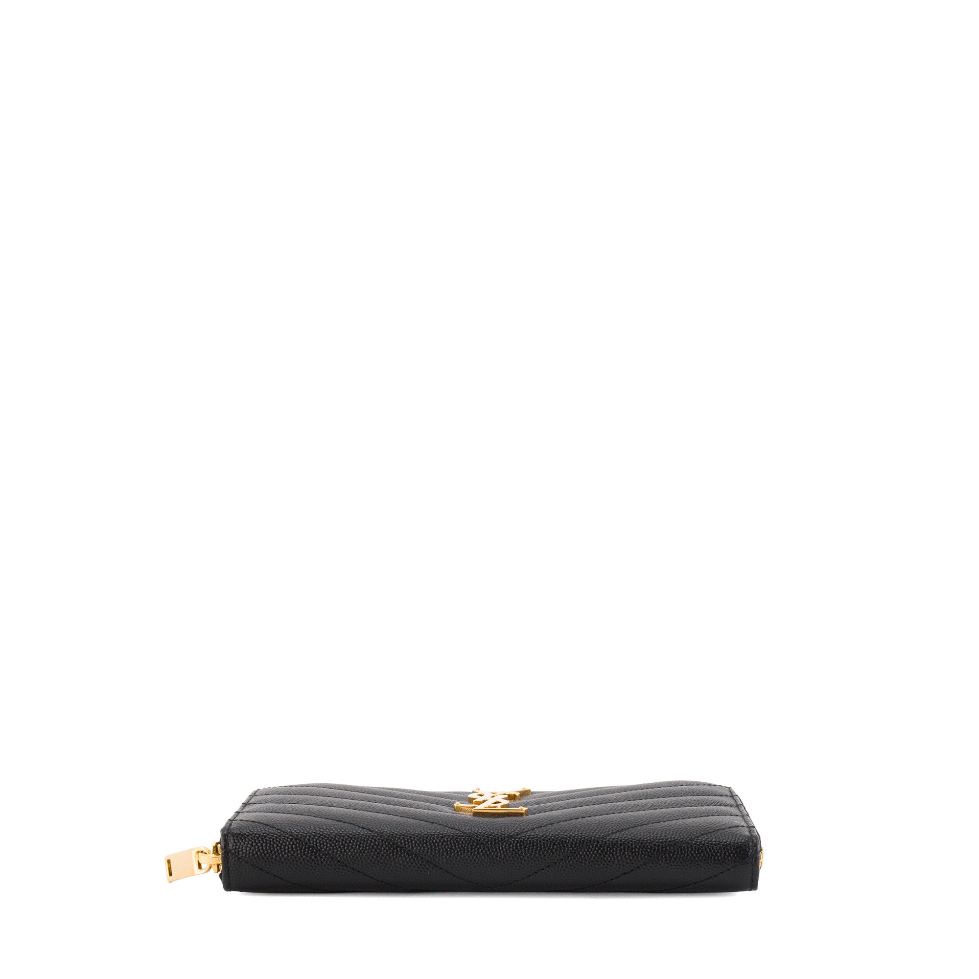 SAINT LAURENT - Portefeuille Cassandre Zip Saint Laurent en cuir grainé noir