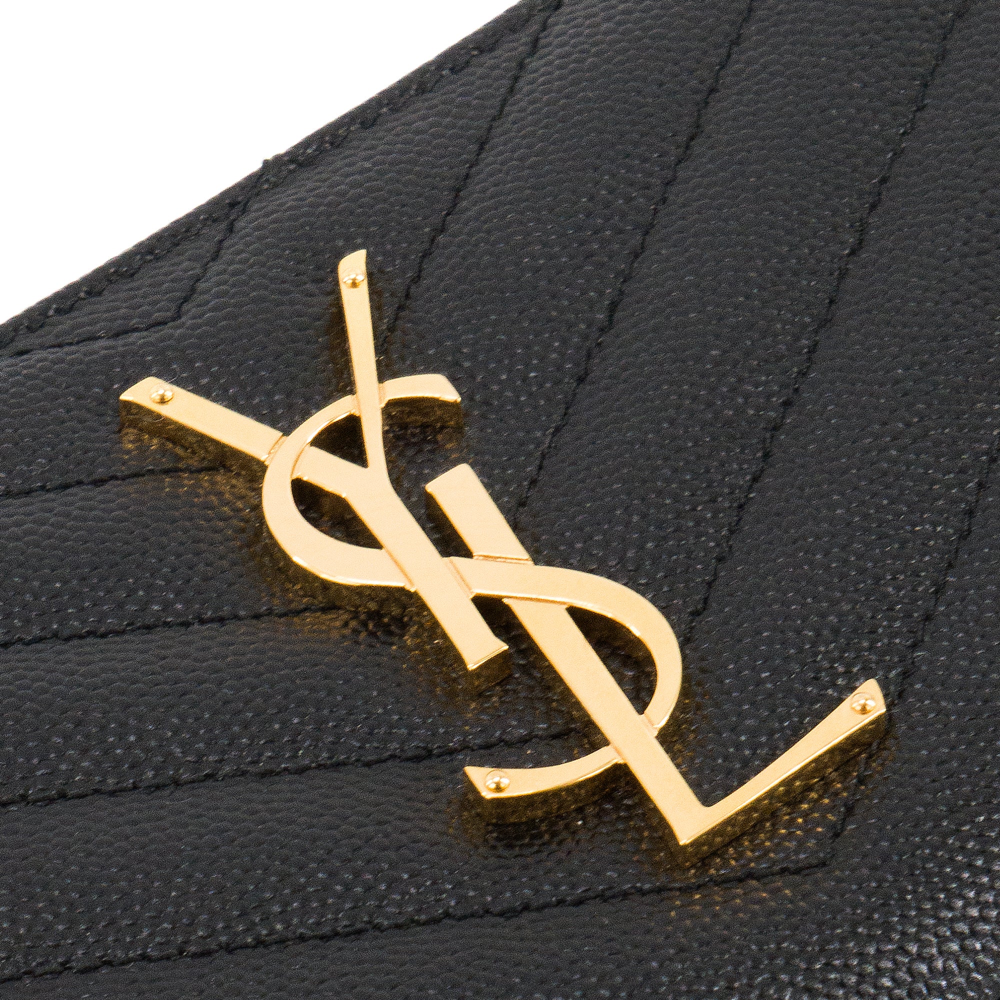 SAINT LAURENT - Portefeuille Cassandre Zip Saint Laurent en cuir grainé noir