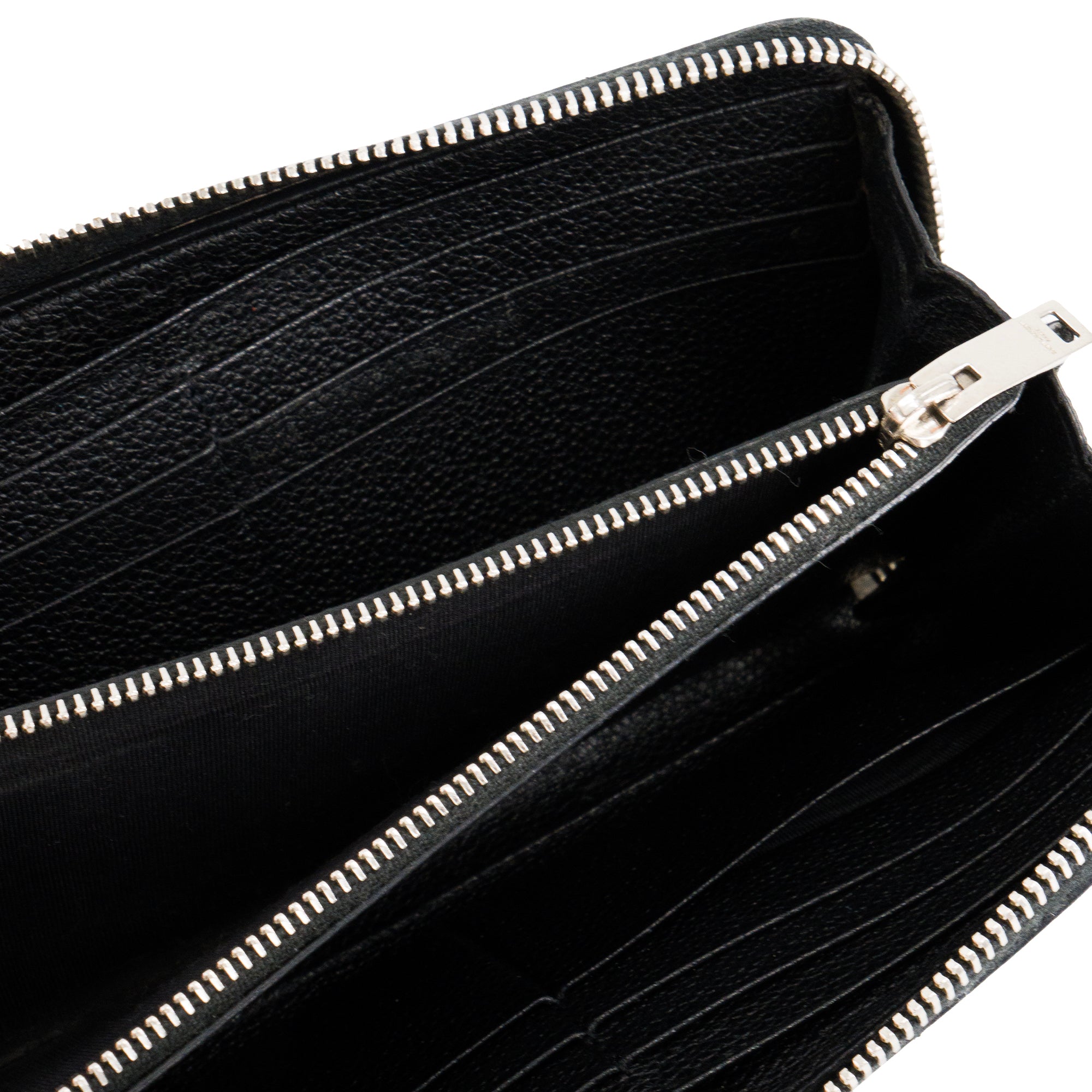 SAINT LAURENT - Portefeuille Zippé Saint Laurent en cuir grainé noir
