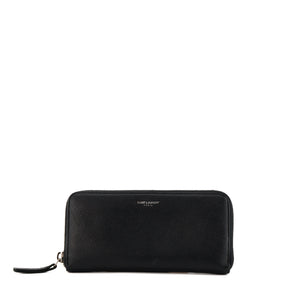 SAINT LAURENT - Portefeuille Zippé Saint Laurent en cuir grainé noir