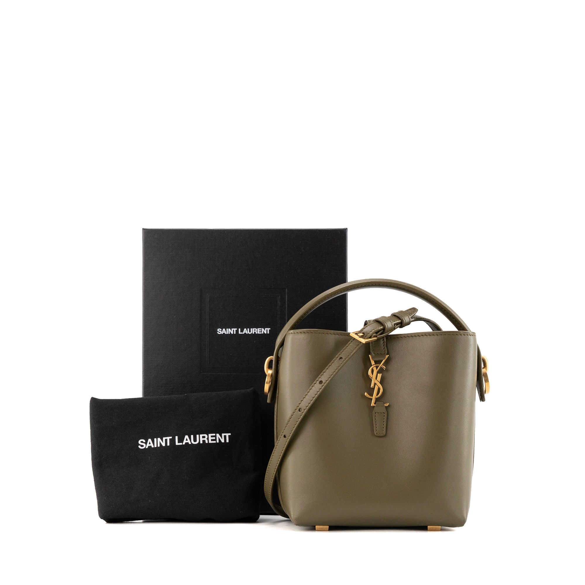 SAINT LAURENT - Sac à bandoulière 37 mini Saint Laurent en cuir vert kaki