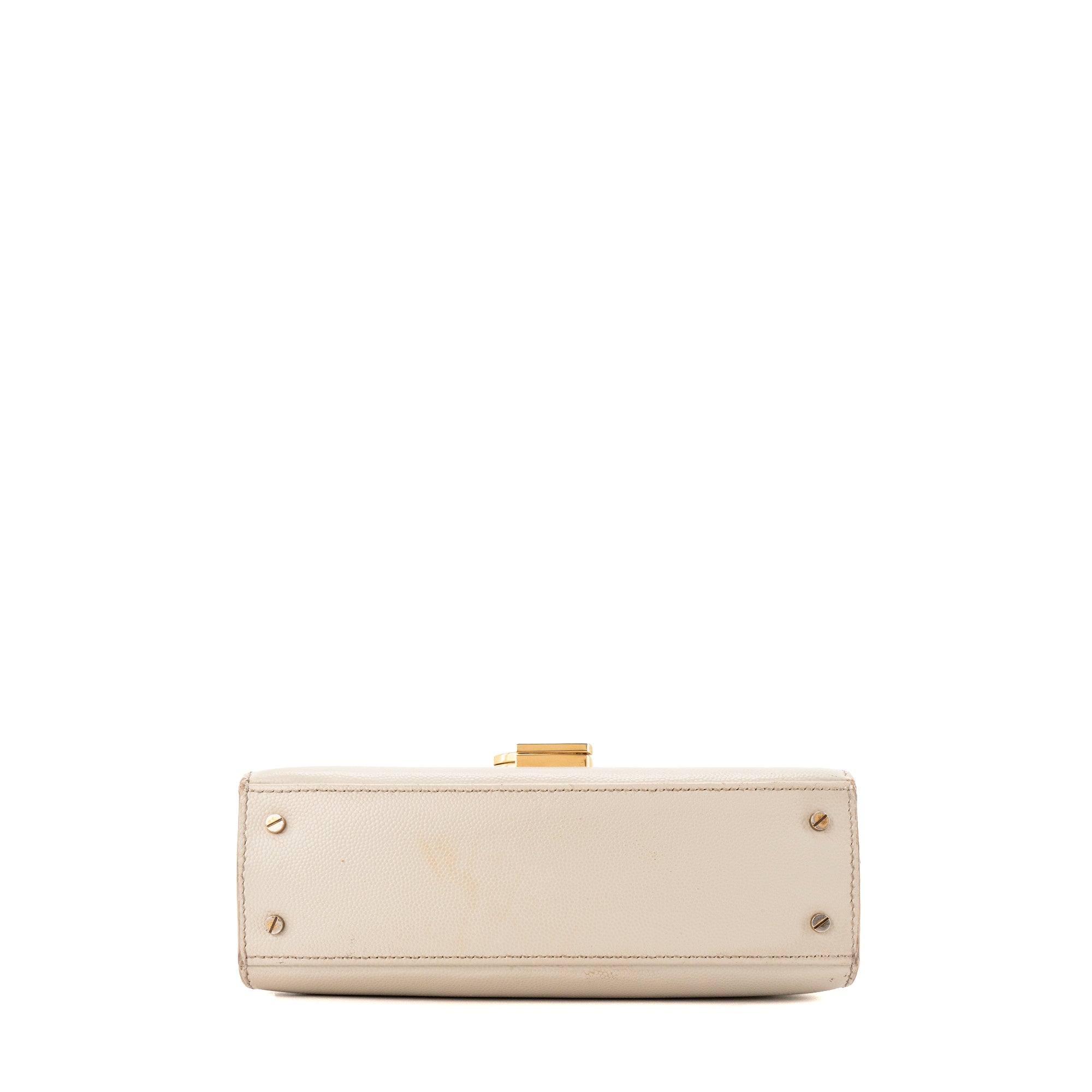 SAINT LAURENT - Sac à bandoulière Cassandra mini Top Handle Saint Laurent en cuir grainé beige