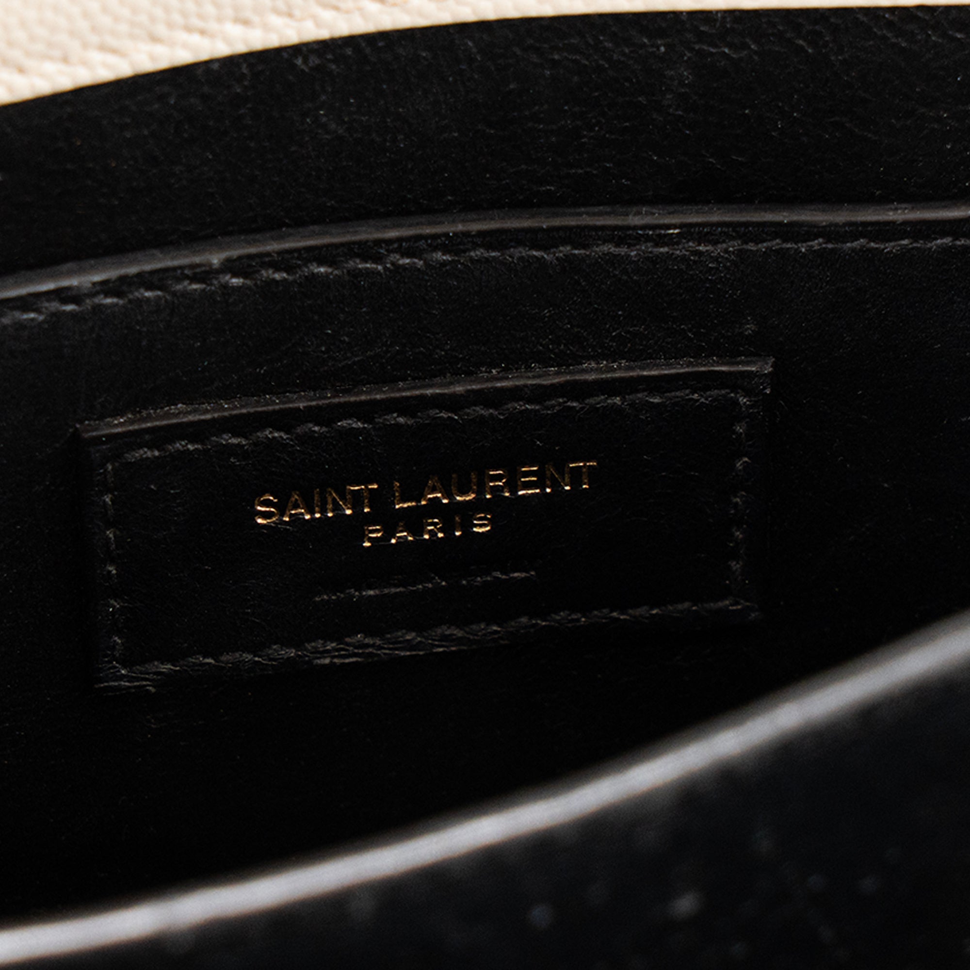 SAINT LAURENT - Sac à bandoulière Cassandra mini Top Handle Saint Laurent en cuir grainé beige