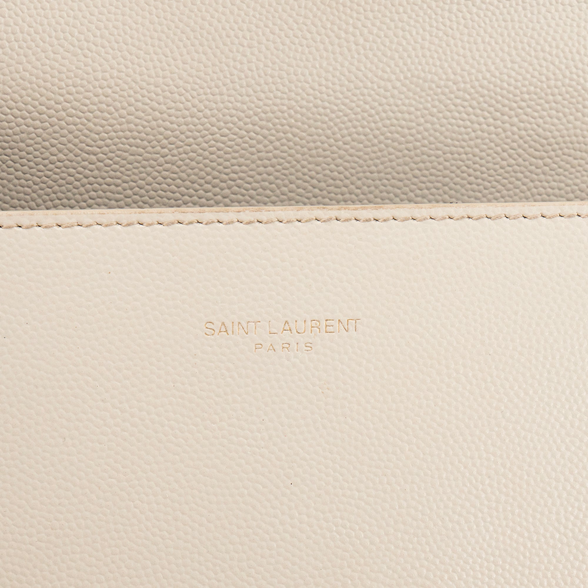SAINT LAURENT - Sac à bandoulière Cassandra mini Top Handle Saint Laurent en cuir grainé beige
