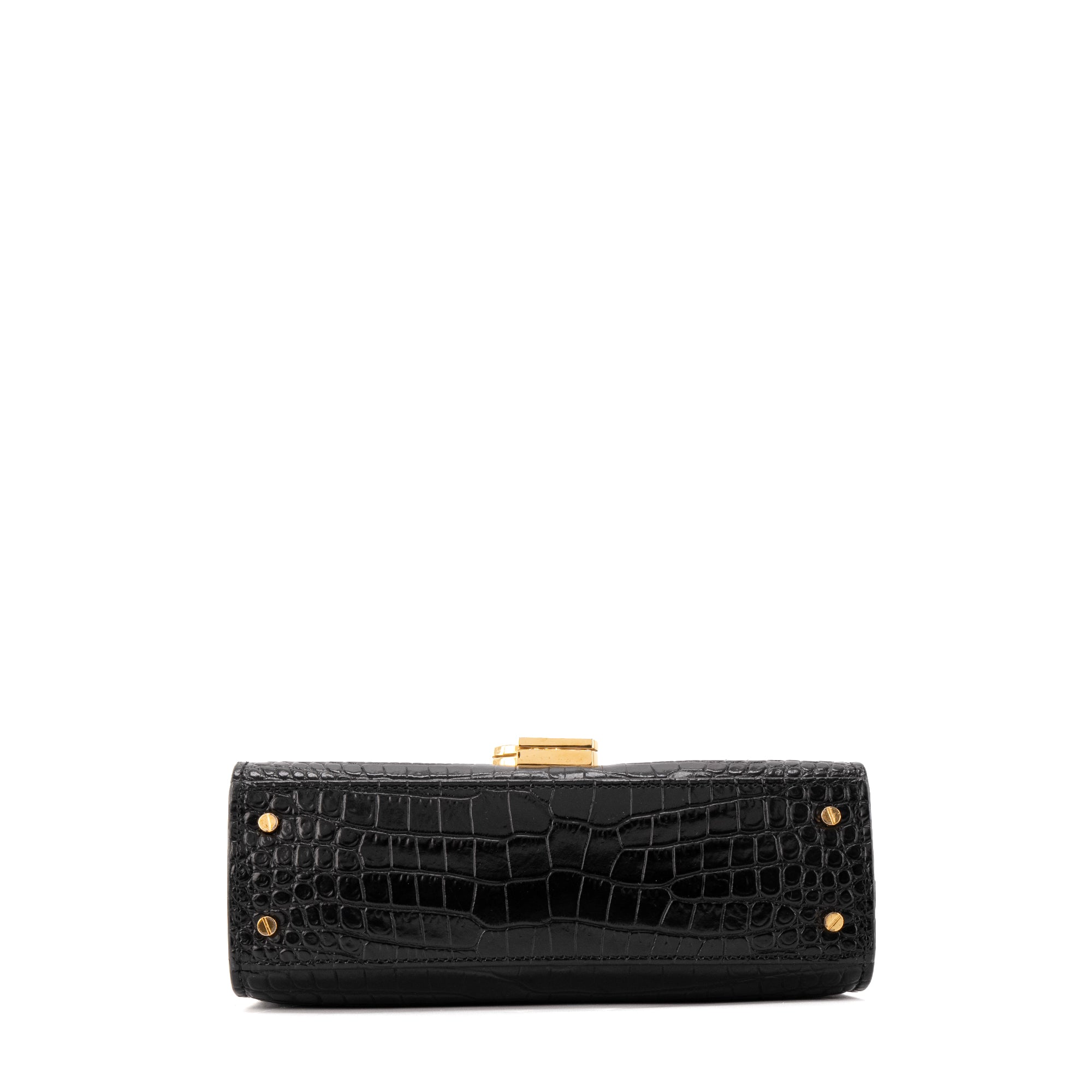 SAINT LAURENT - Sac à bandoulière Cassandra Top Handle mini Saint Laurent en cuir embossé croco