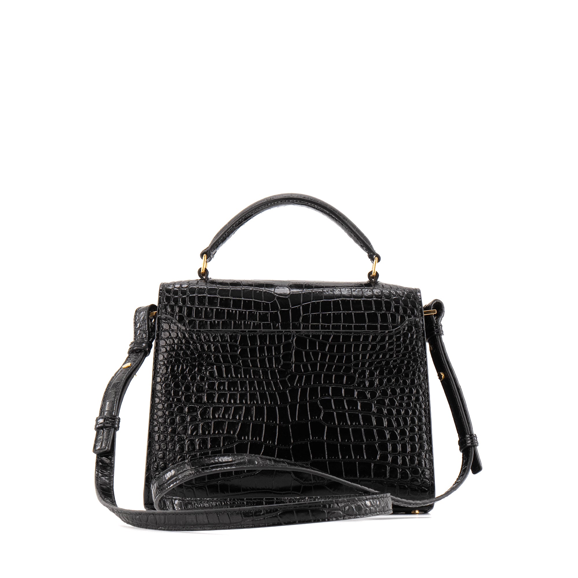 SAINT LAURENT - Sac à bandoulière Cassandra Top Handle mini Saint Laurent en cuir embossé croco