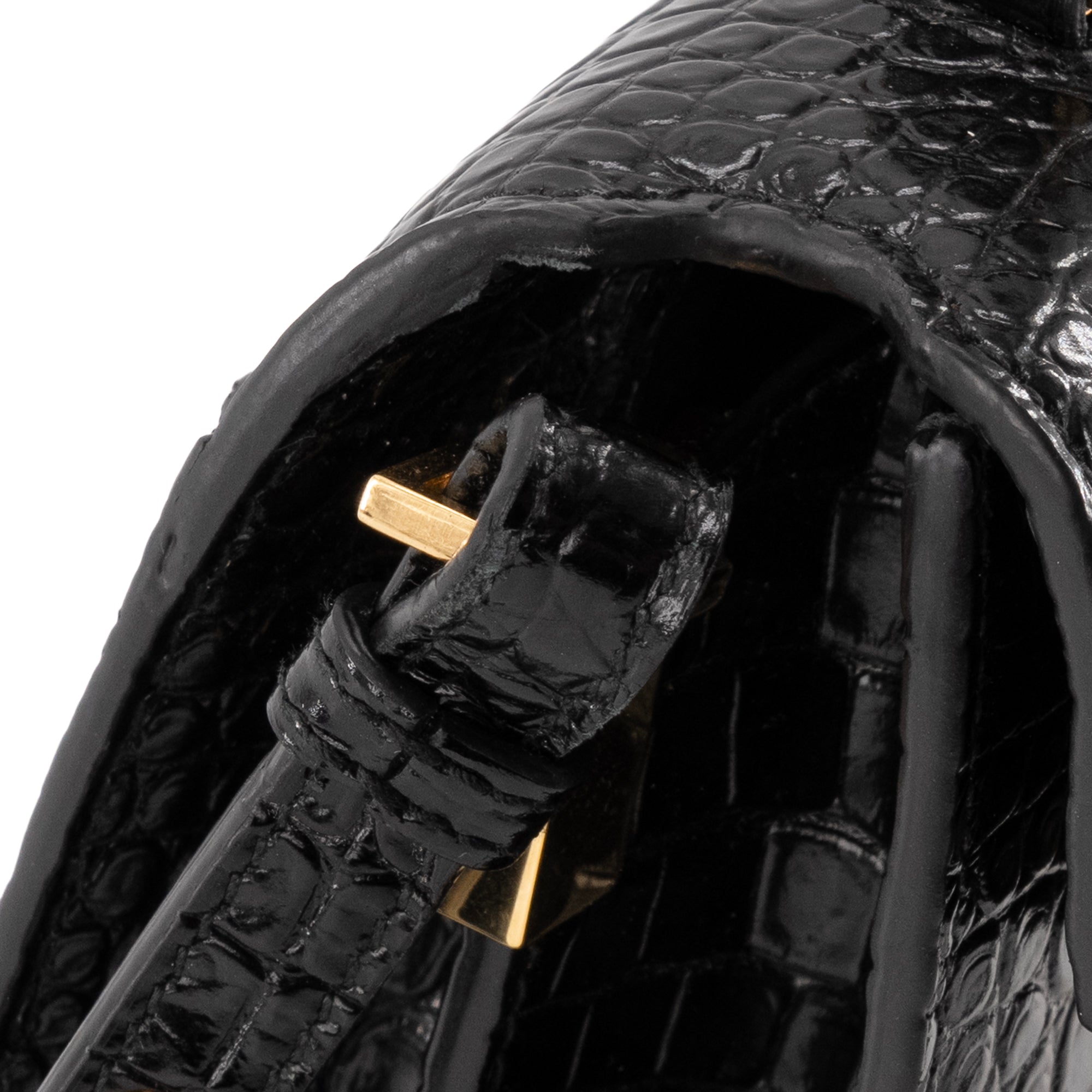 SAINT LAURENT - Sac à bandoulière Cassandra Top Handle mini Saint Laurent en cuir embossé croco