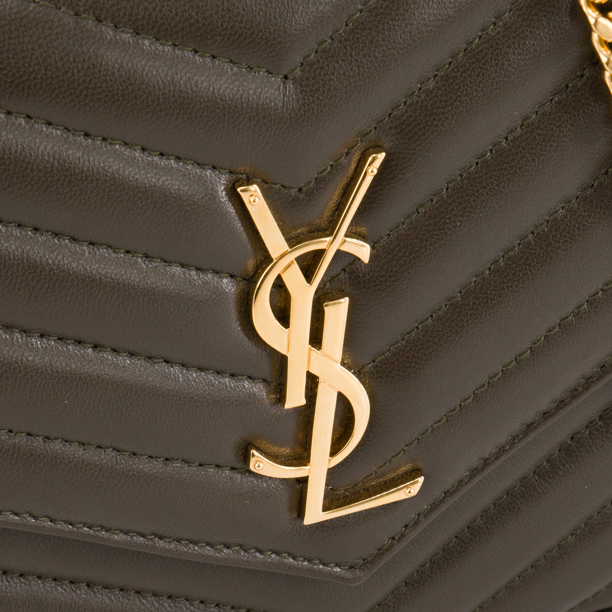 SAINT LAURENT - Sac à bandoulière Cassandre Chain Wallet Saint Laurent en cuir d'agneau vert kaki