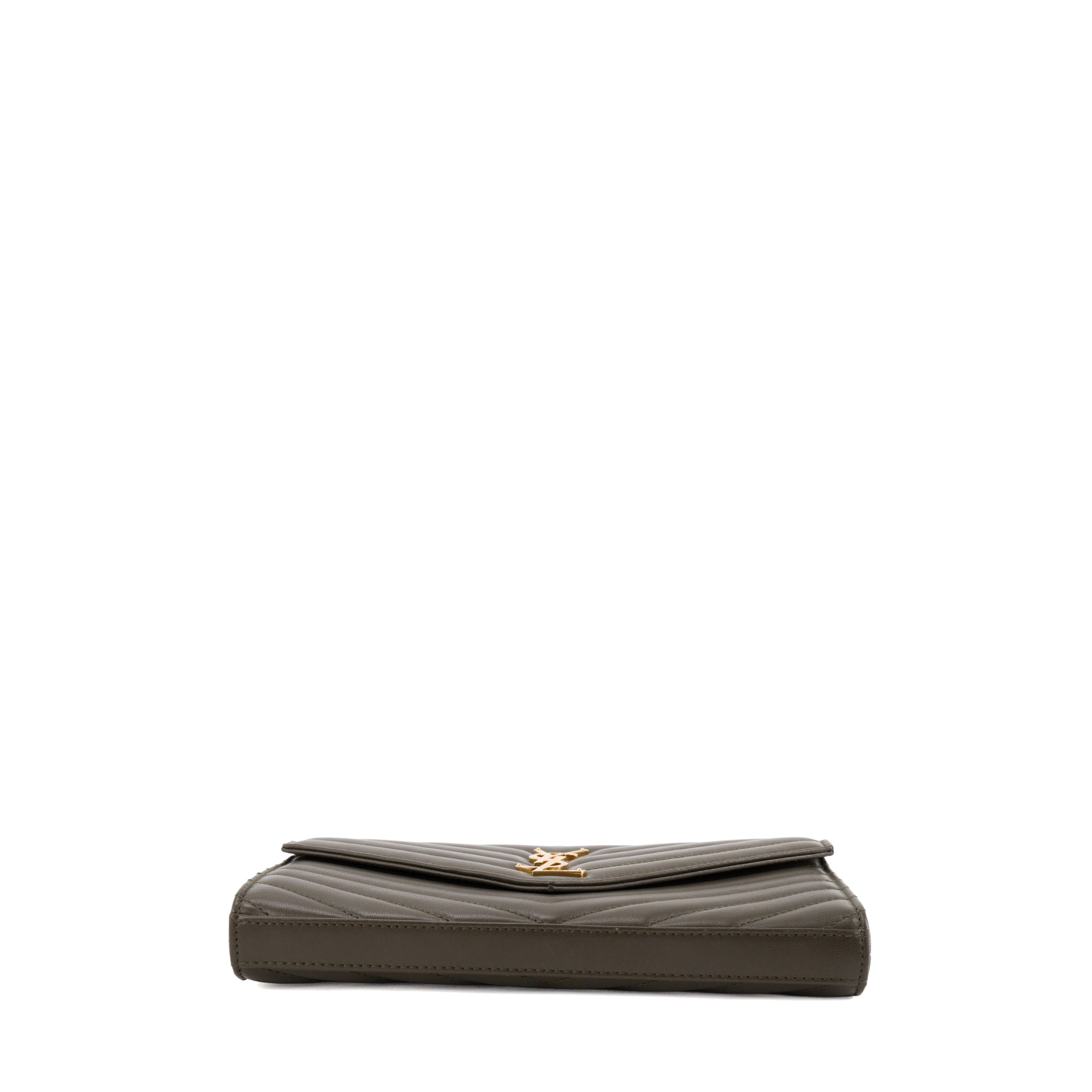 SAINT LAURENT - Sac à bandoulière Cassandre Chain Wallet Saint Laurent en cuir d'agneau vert kaki