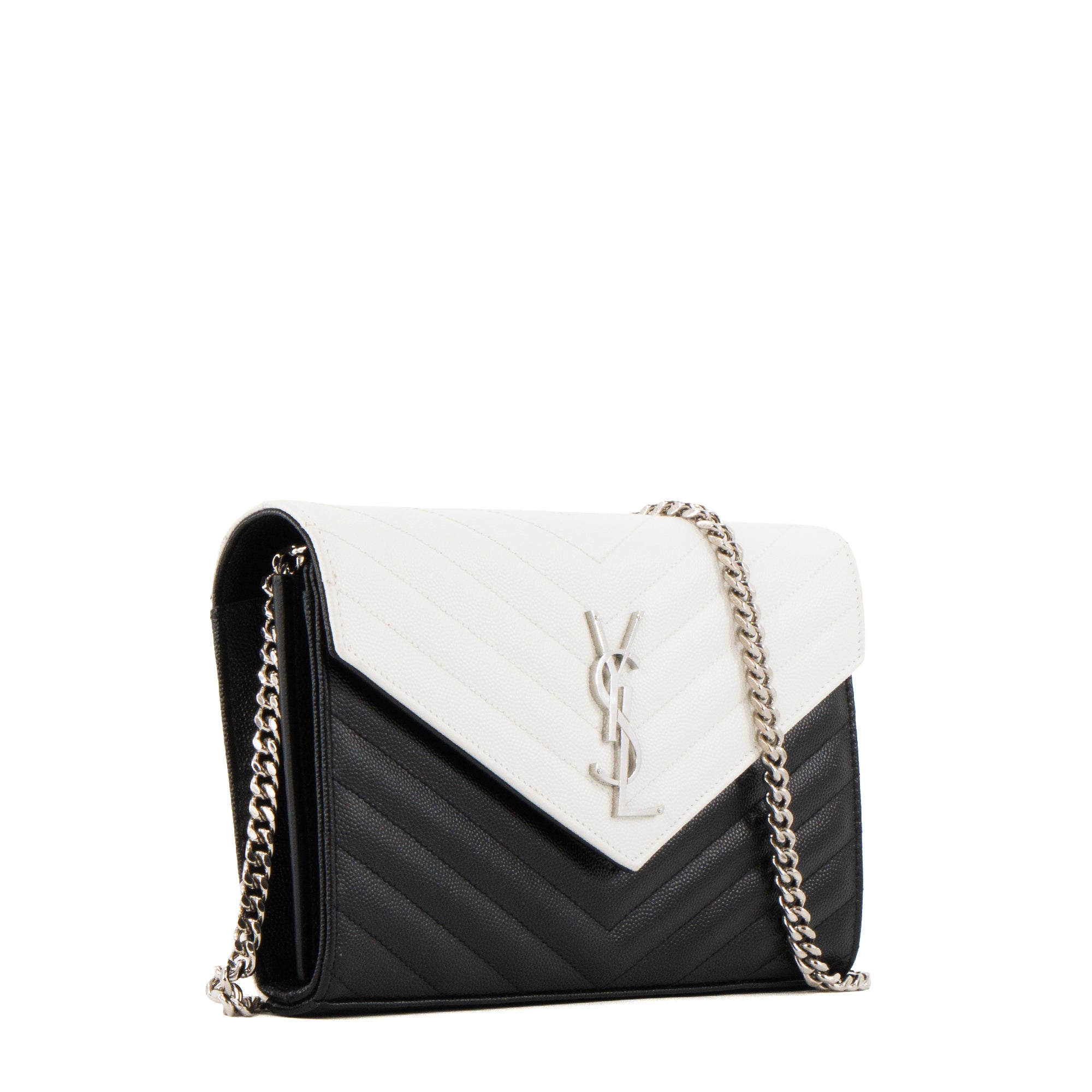 SAINT LAURENT - Sac à bandoulière Cassandre Saint Laurent en cuir bicolore noir et blanc