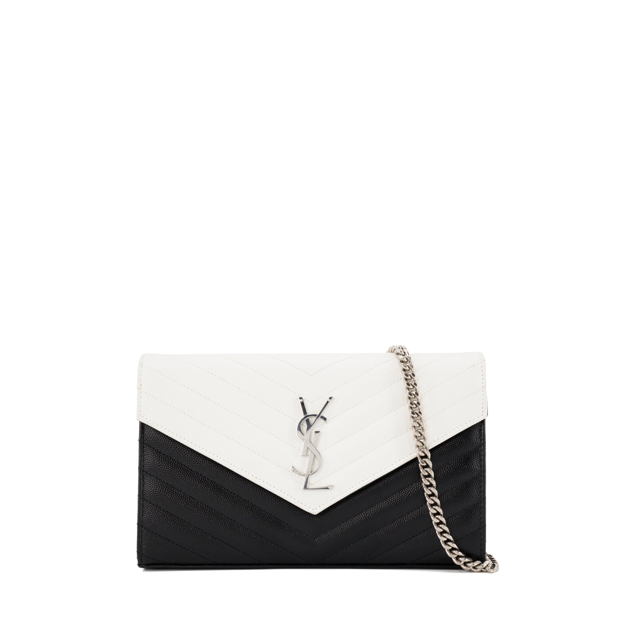 SAINT LAURENT - Sac à bandoulière Cassandre Saint Laurent en cuir bicolore noir et blanc