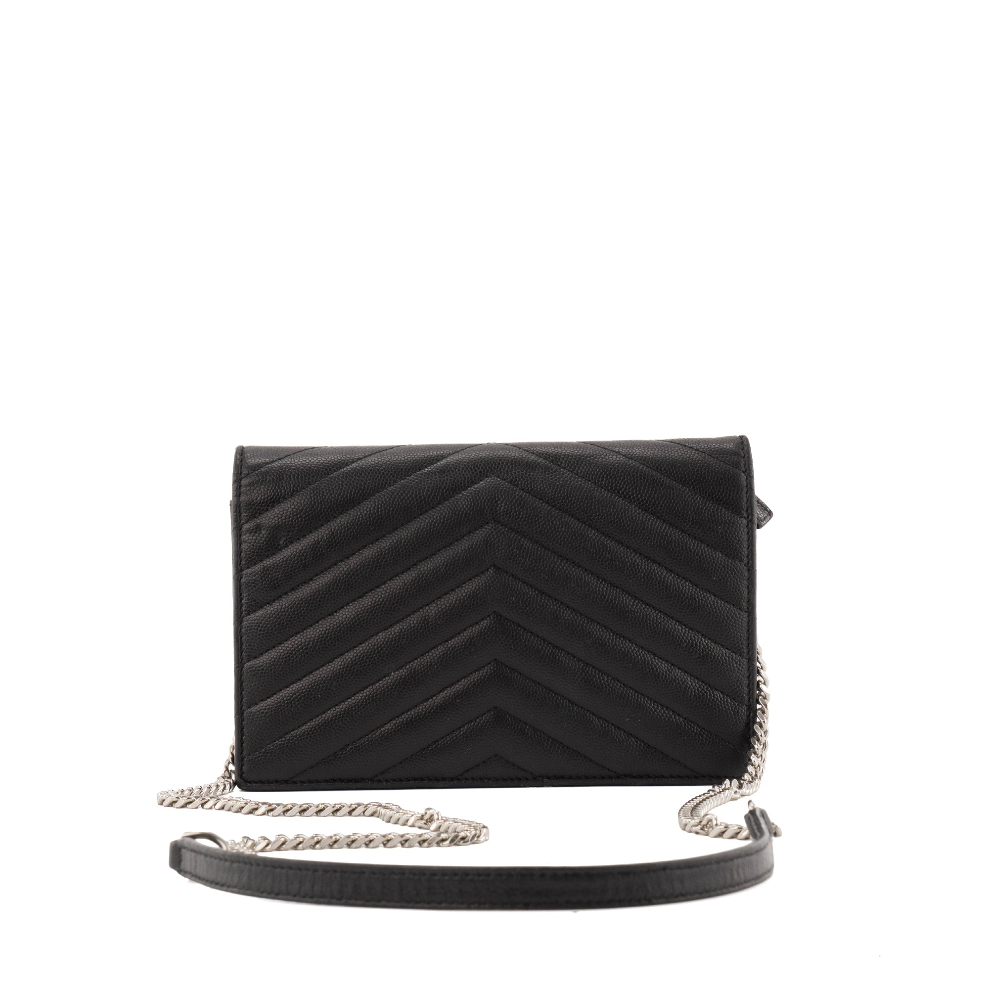 SAINT LAURENT - Sac à bandoulière Cassandre Saint Laurent en cuir grainé noir