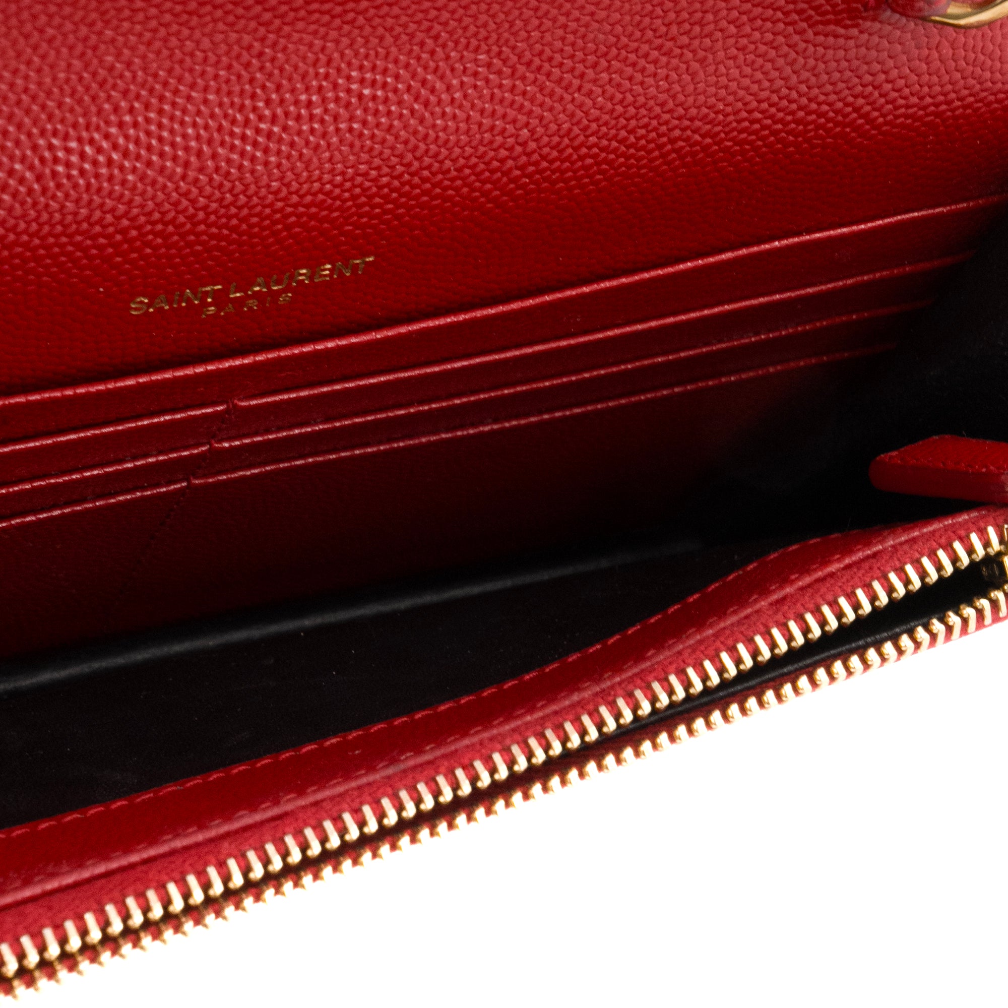 SAINT LAURENT - Sac à bandoulière Cassandre Saint Laurent en cuir grainé rouge