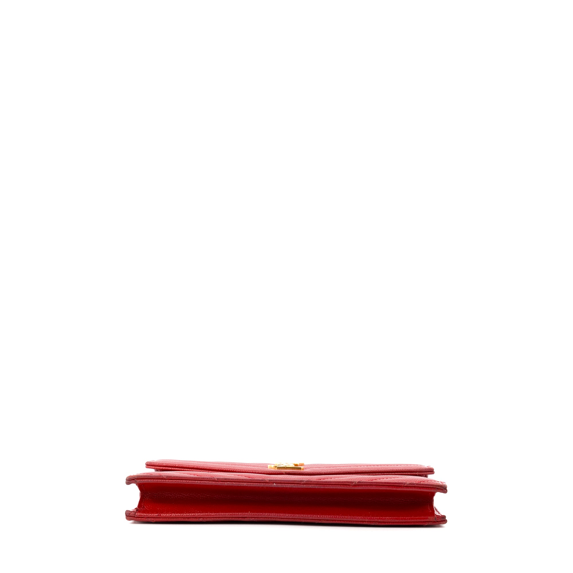 SAINT LAURENT - Sac à bandoulière Cassandre Saint Laurent en cuir grainé rouge