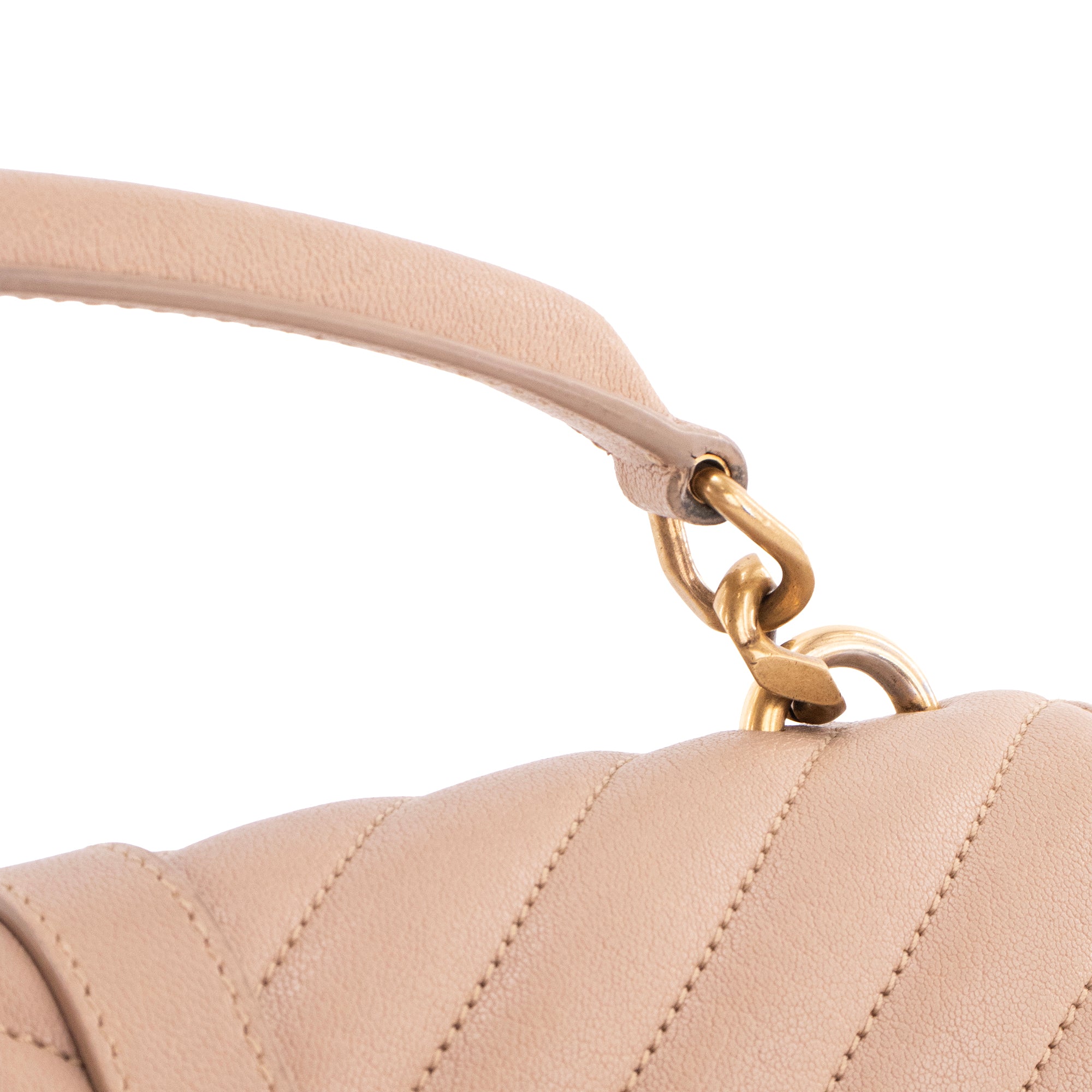 SAINT LAURENT - Sac à bandoulière Collège Saint Laurent en cuir grainé beige