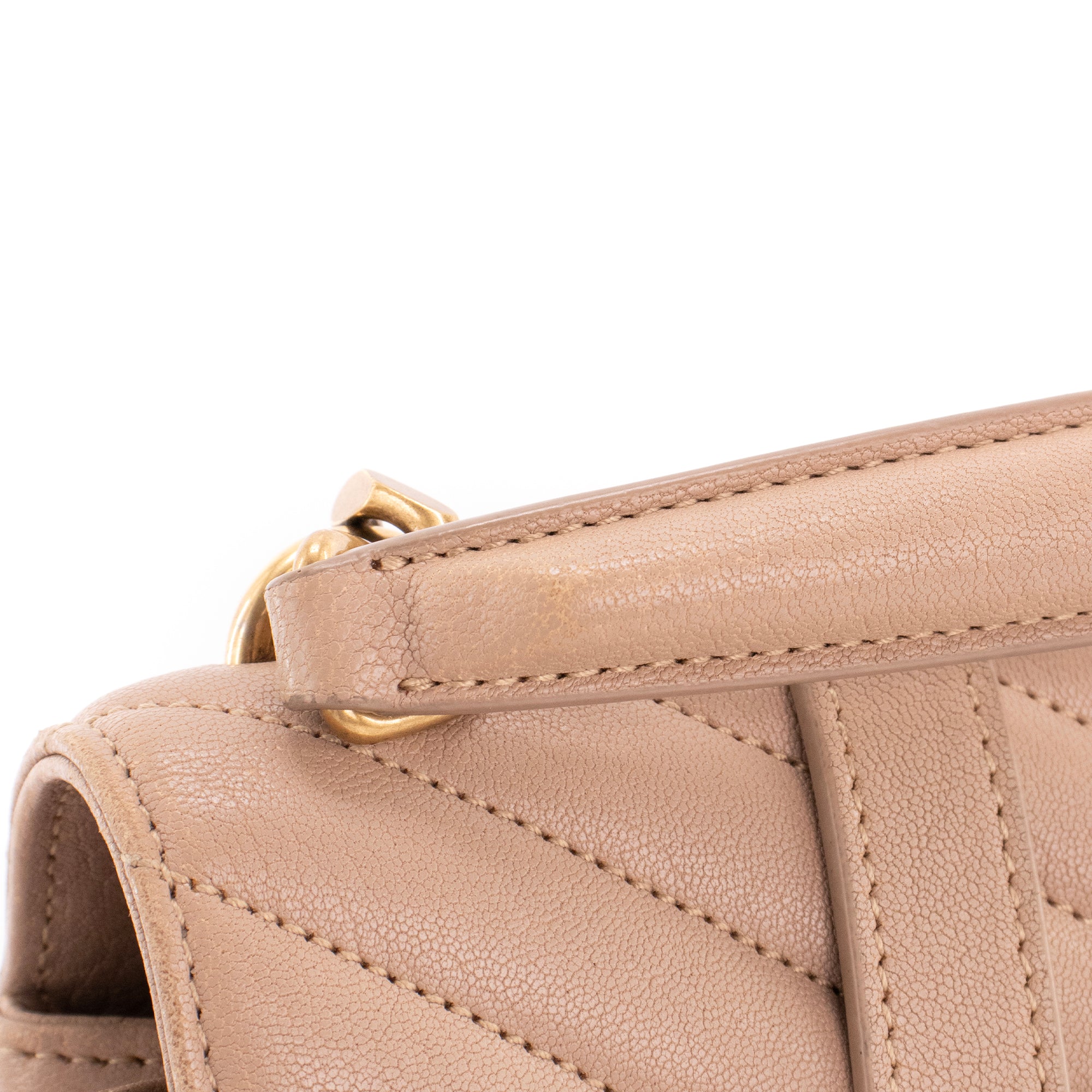 SAINT LAURENT - Sac à bandoulière Collège Saint Laurent en cuir grainé beige