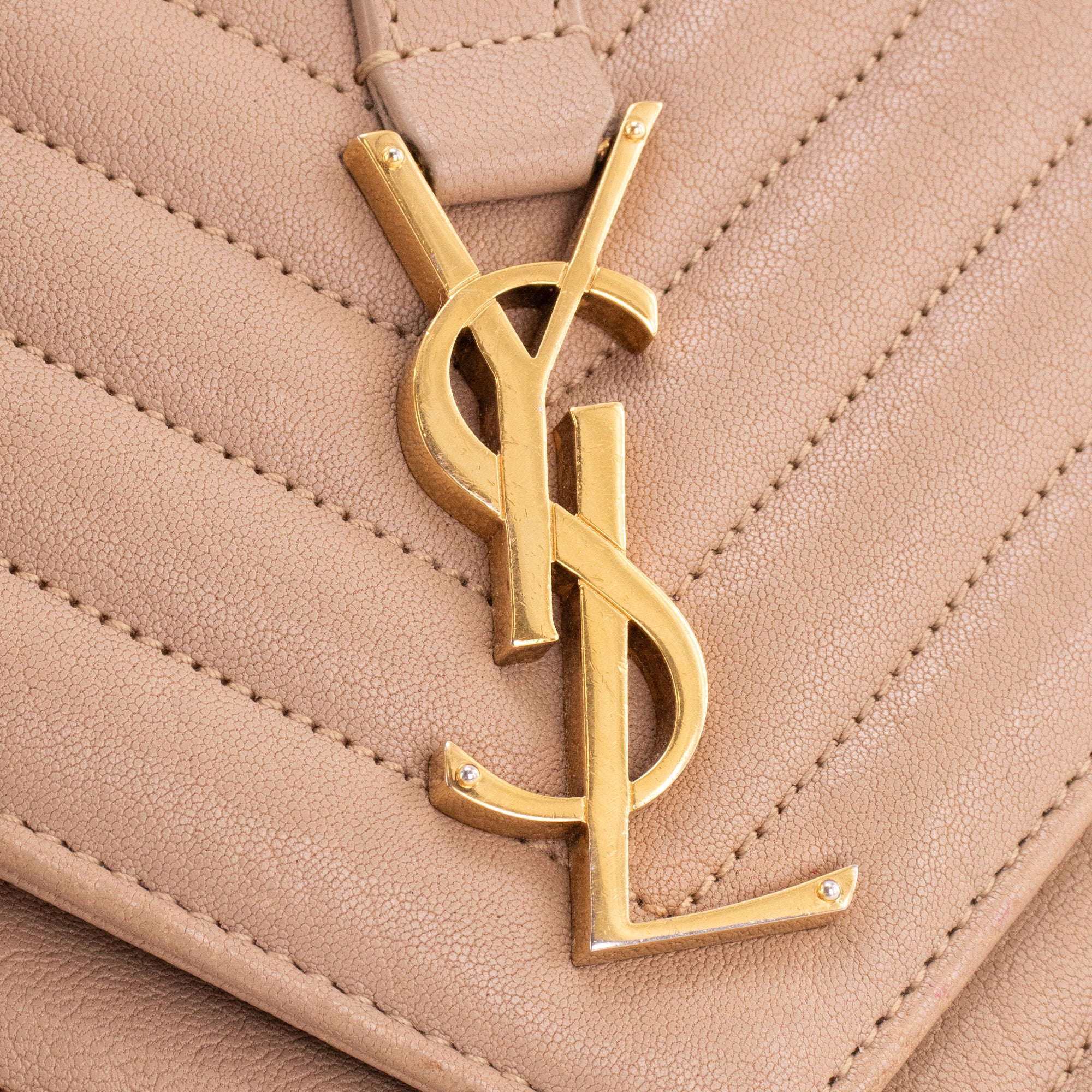 SAINT LAURENT - Sac à bandoulière Collège Saint Laurent en cuir grainé beige