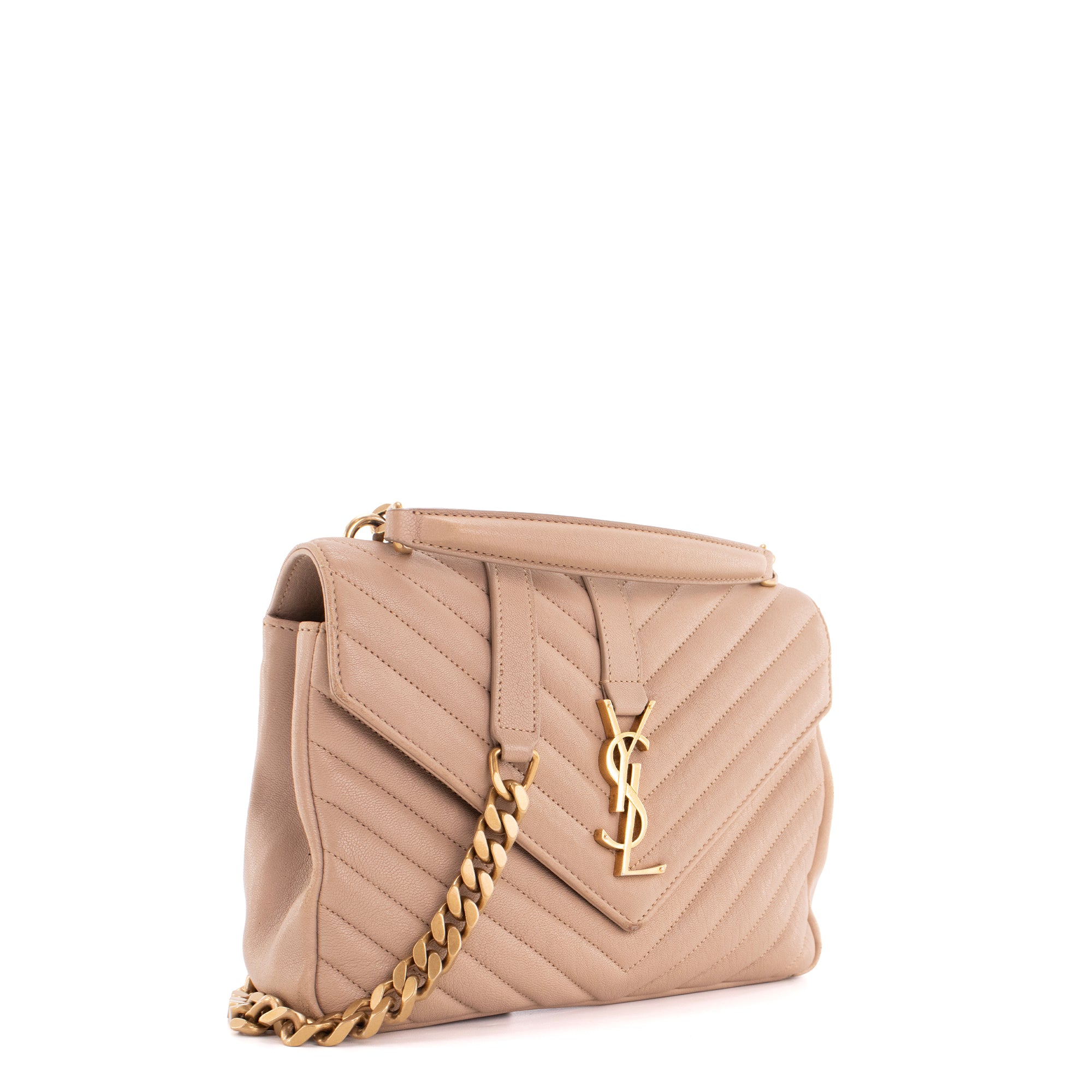 SAINT LAURENT - Sac à bandoulière Collège Saint Laurent en cuir grainé beige