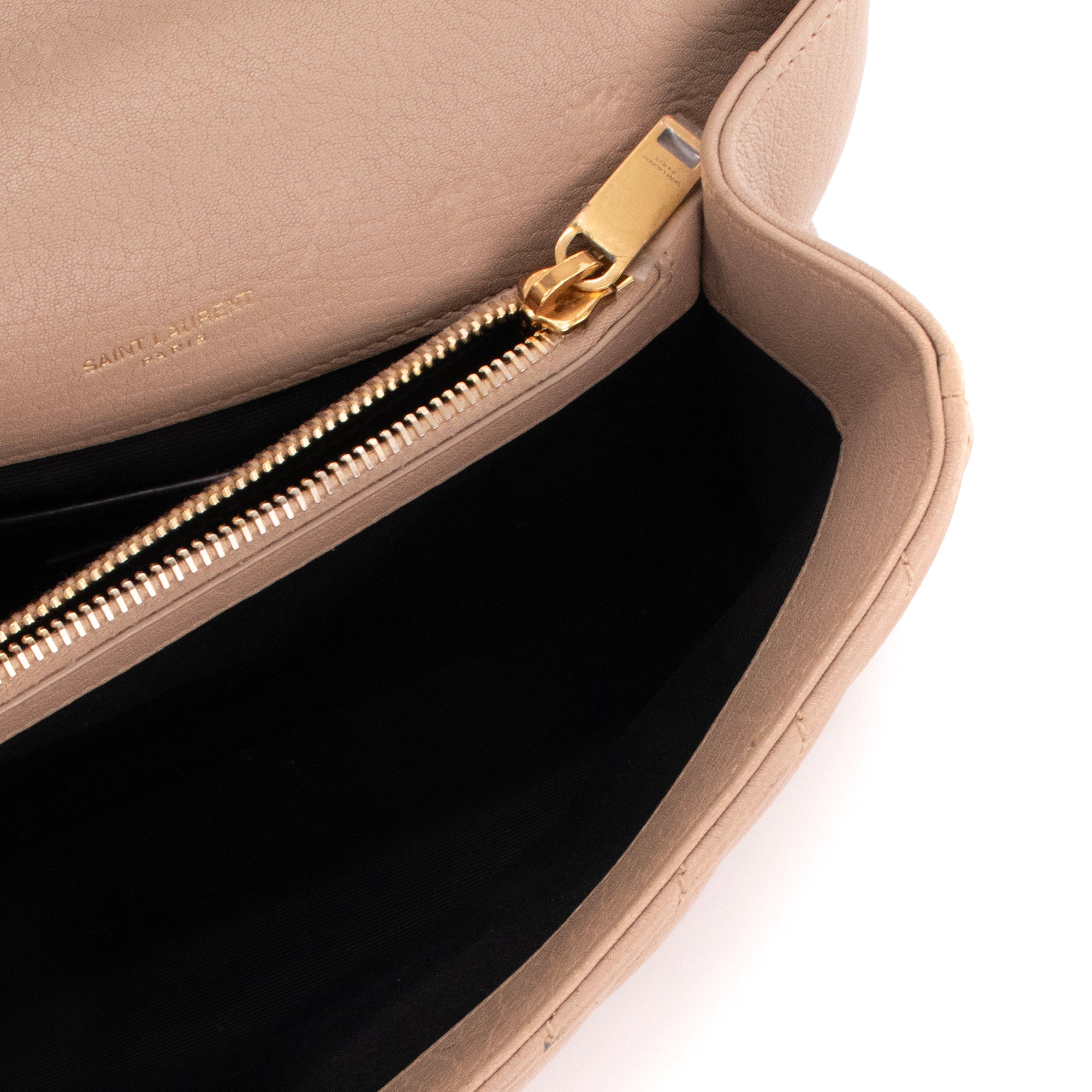 SAINT LAURENT - Sac à bandoulière Collège Saint Laurent en cuir grainé beige