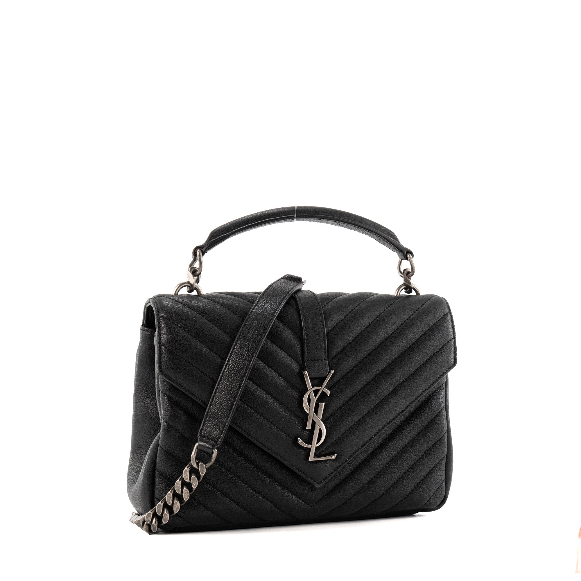 SAINT LAURENT - Sac à bandoulière Collège Saint Laurent en cuir grainé noir