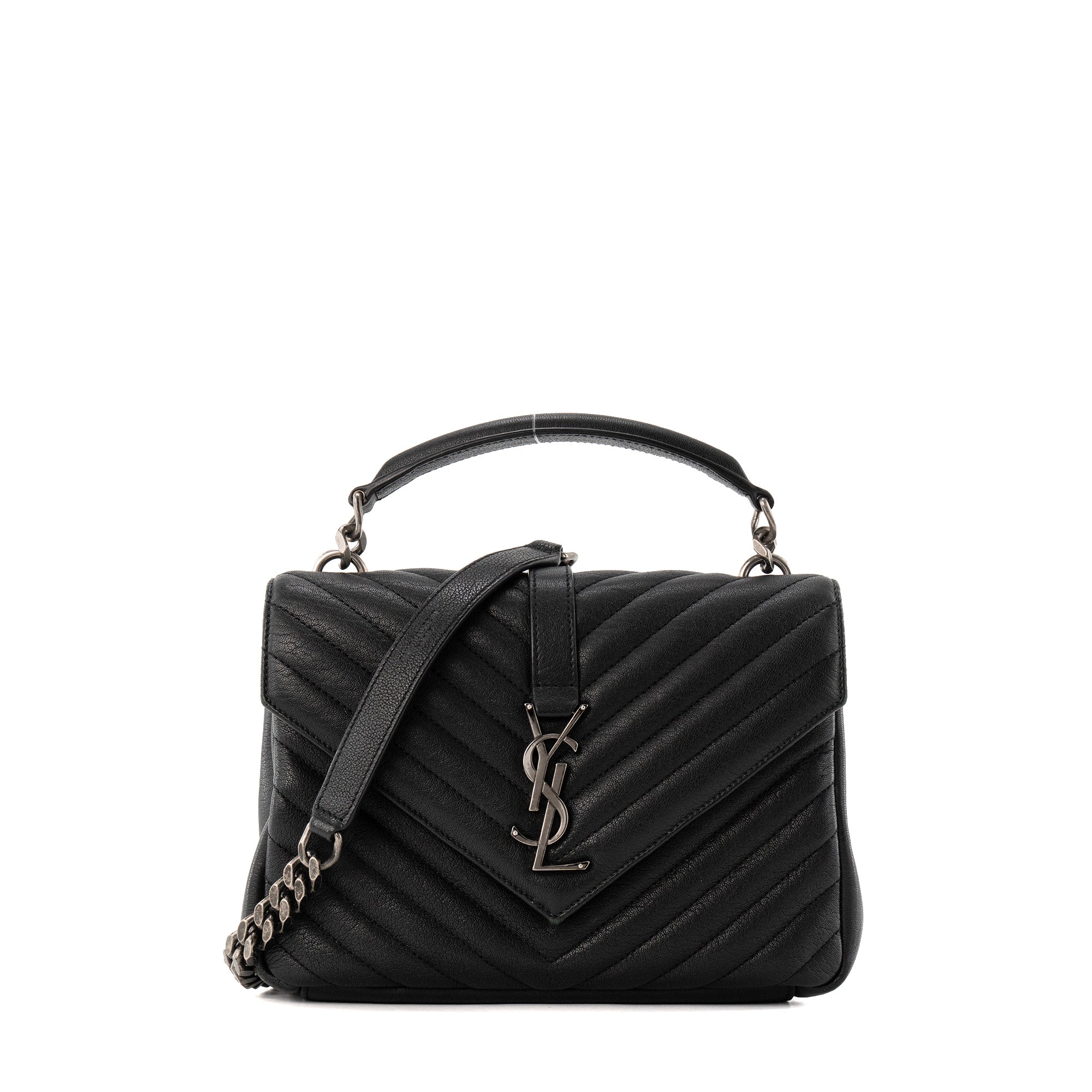 SAINT LAURENT - Sac à bandoulière Collège Saint Laurent en cuir grainé noir